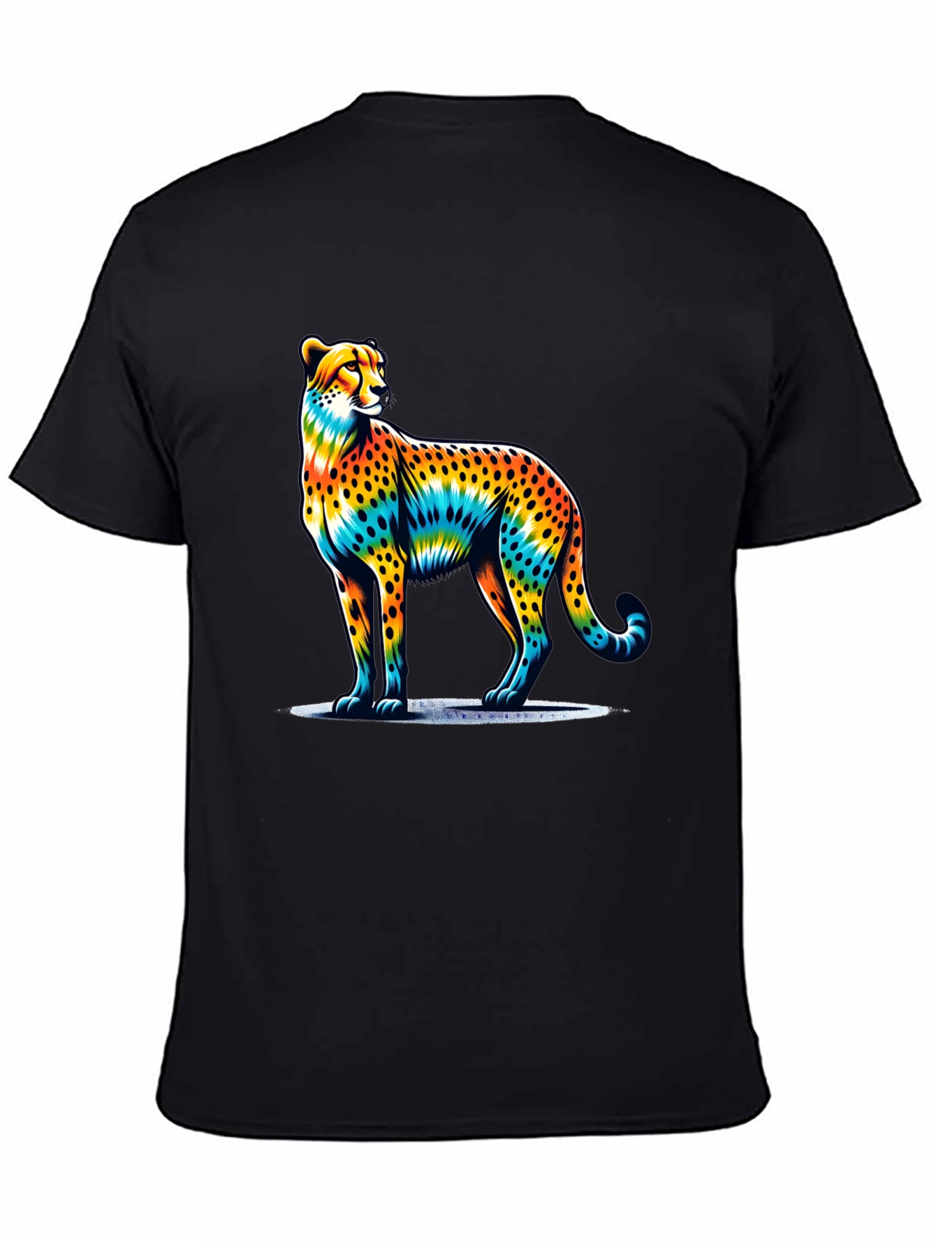Rainbow Cheetah Graphic Tee - Stylish Mens T-Shirt