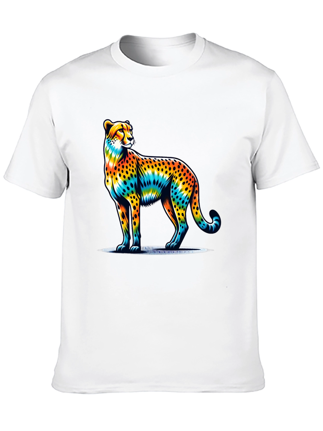 Rainbow Cheetah Graphic Tee - Stylish Mens T-Shirt