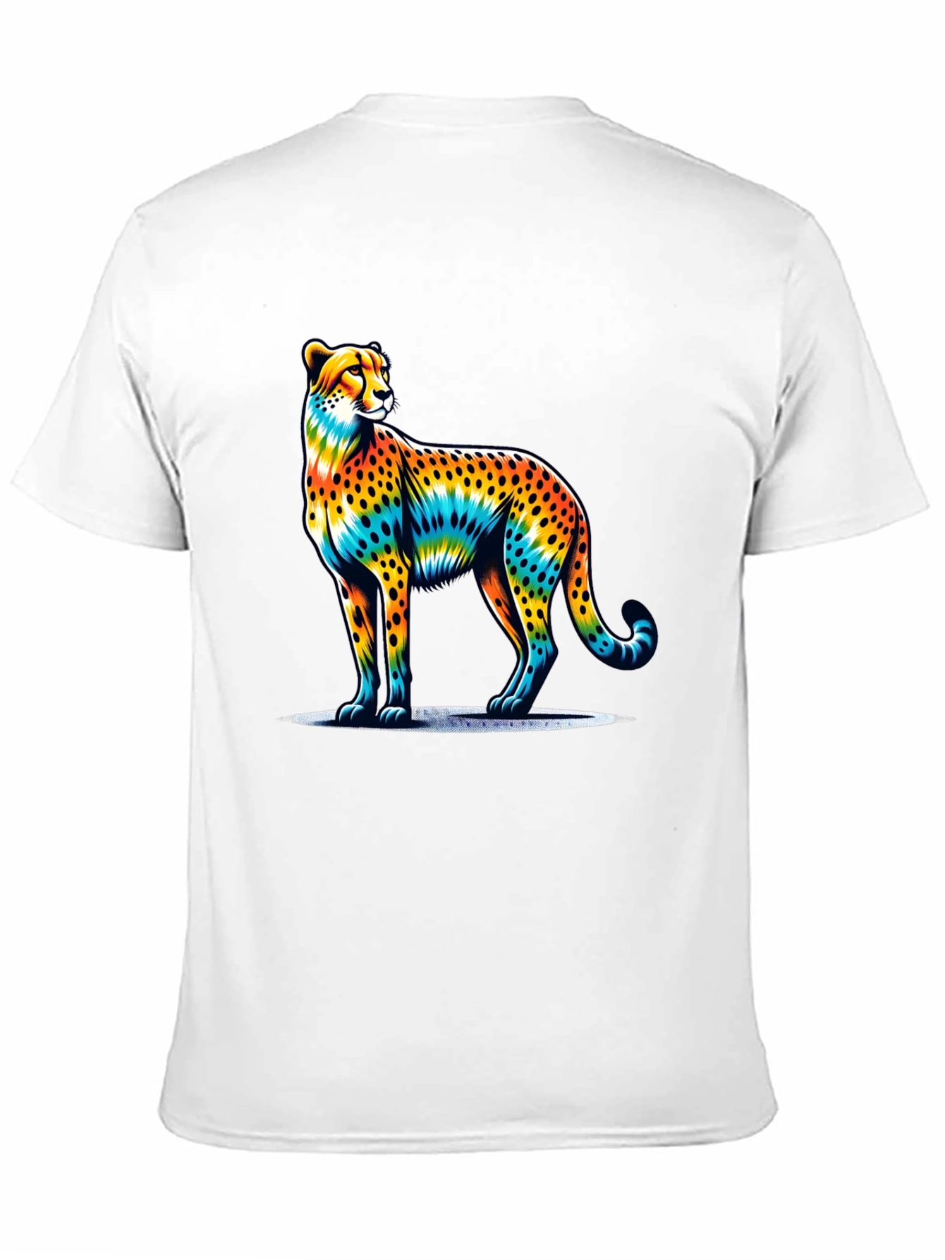 Rainbow Cheetah Graphic Tee - Stylish Mens T-Shirt