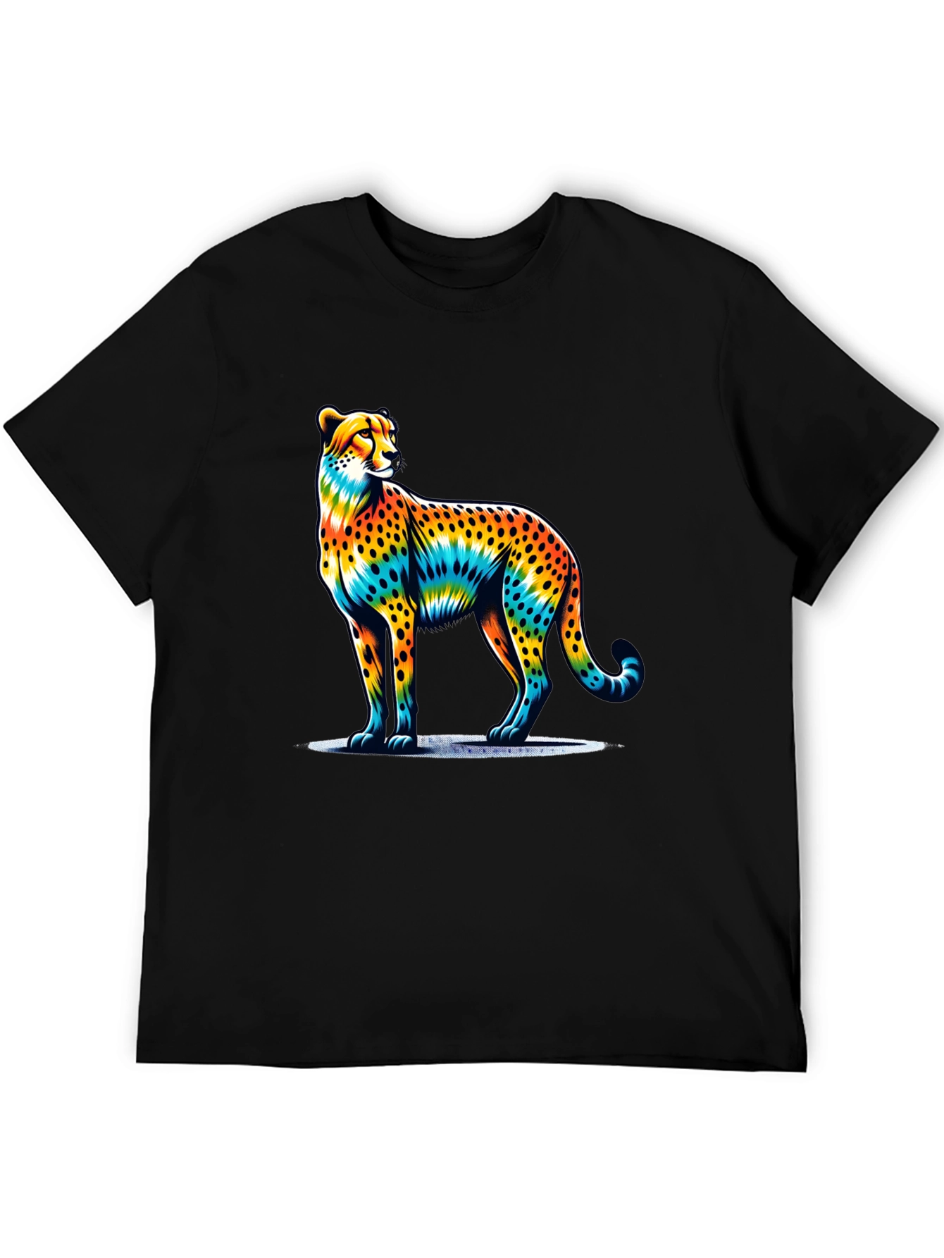 Rainbow Cheetah Graphic Tee - Stylish Mens T-Shirt