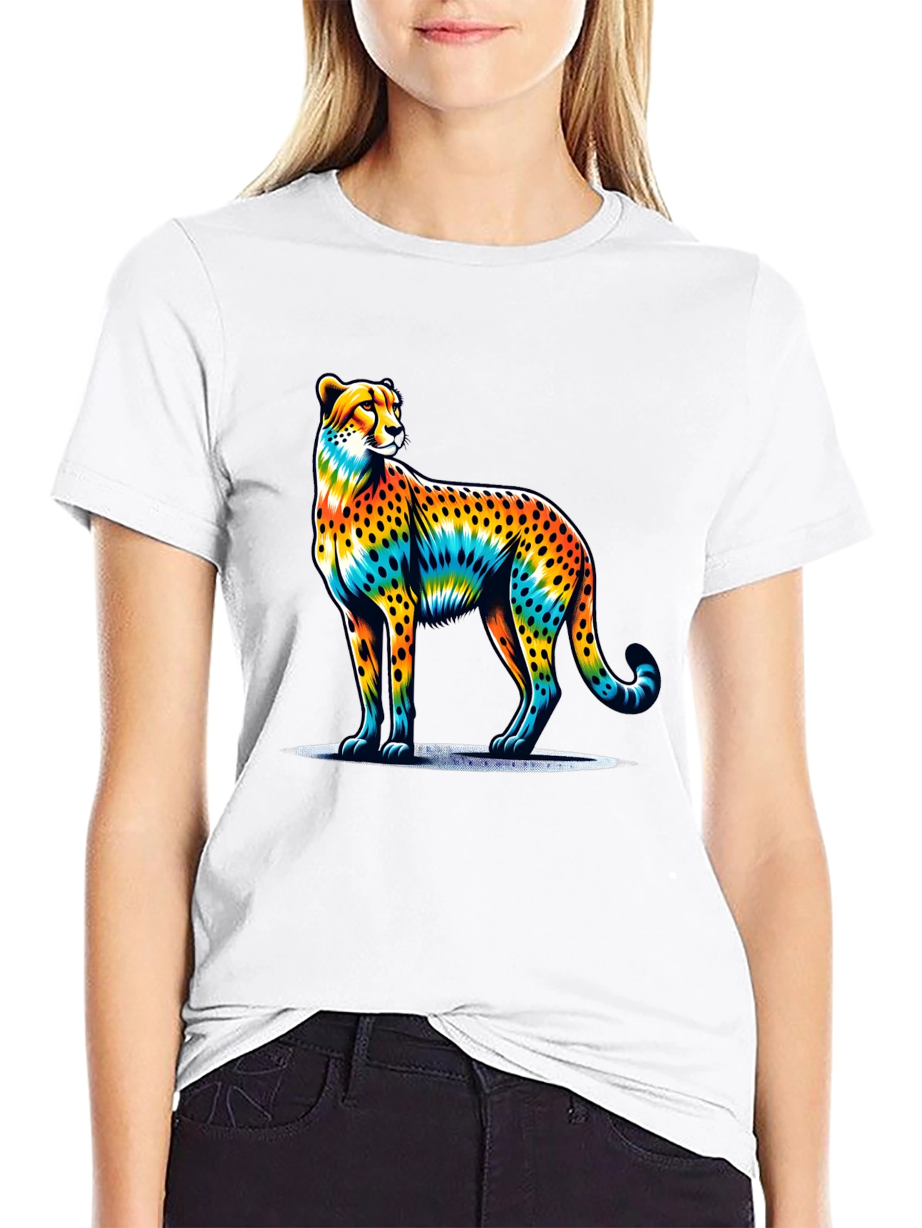 Rainbow Cheetah Graphic Tee - Stylish Mens T-Shirt