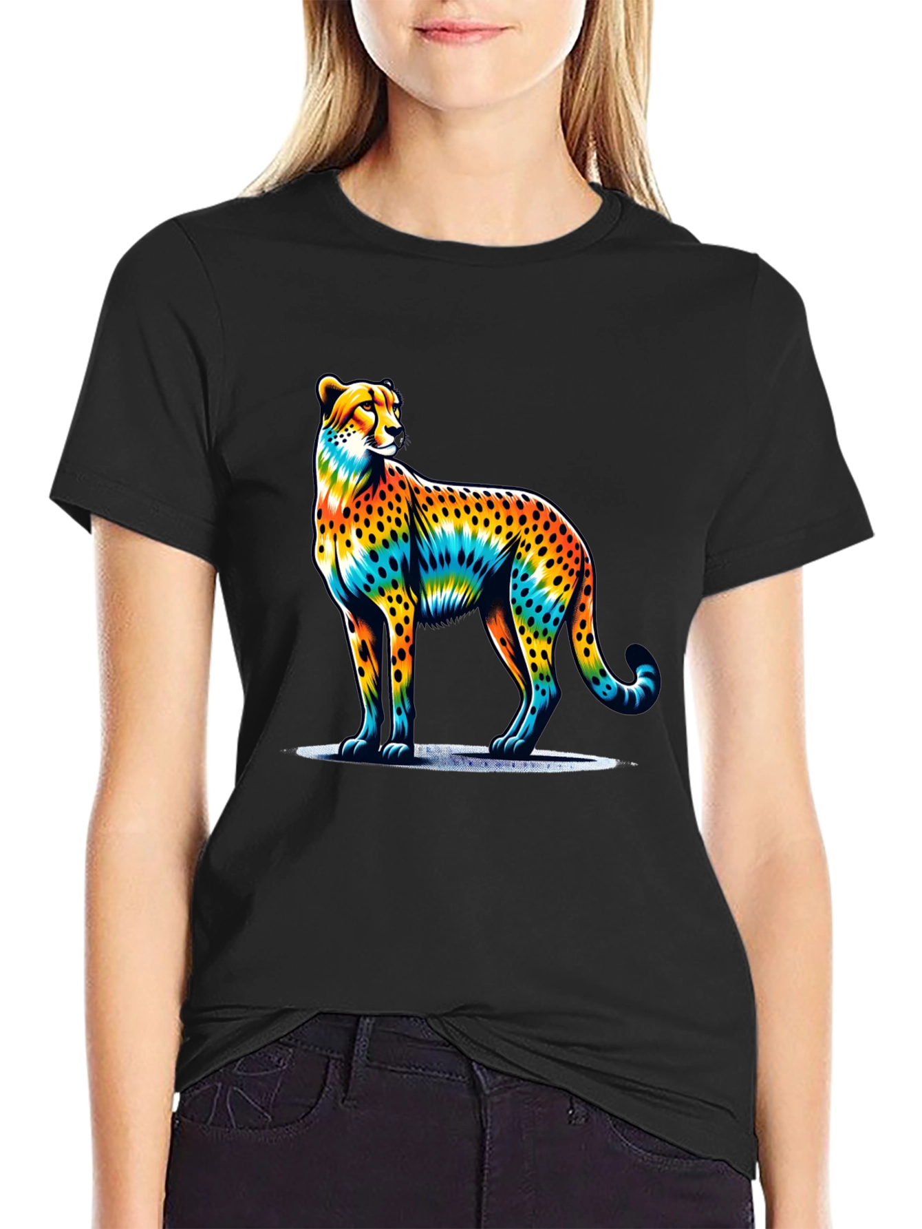 Rainbow Cheetah Graphic Tee - Stylish Mens T-Shirt