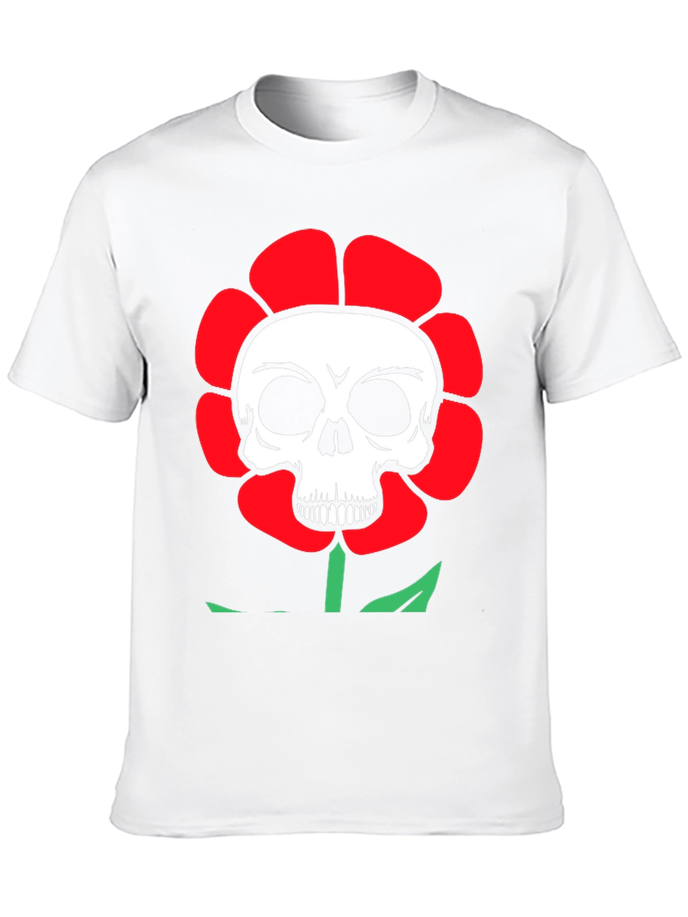 Skull Flower Graphic Tee - Black Cotton T-Shirt