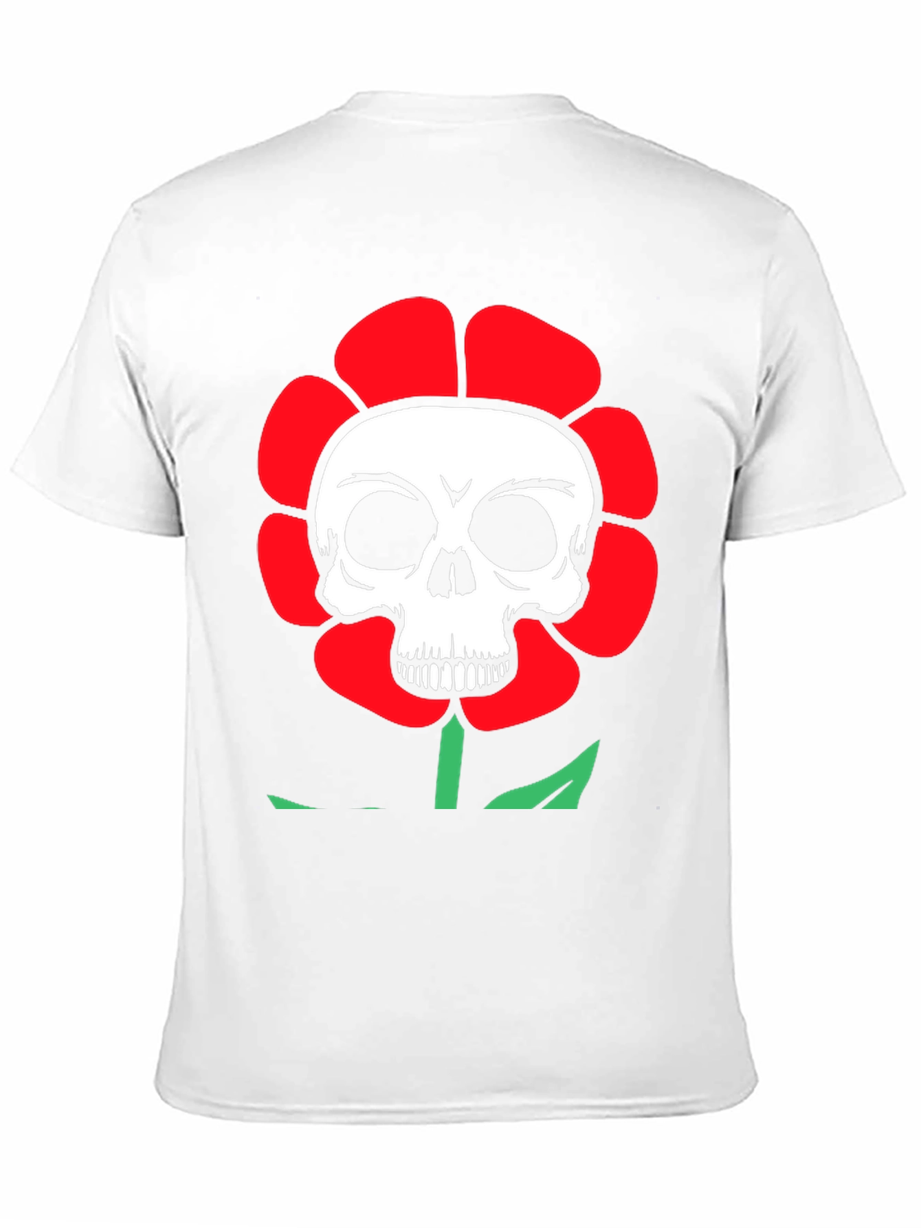Skull Flower Graphic Tee - Black Cotton T-Shirt