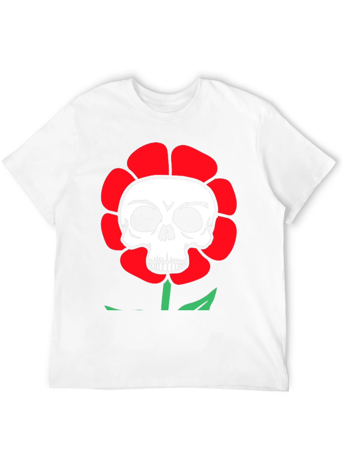 Skull Flower Graphic Tee - Black Cotton T-Shirt