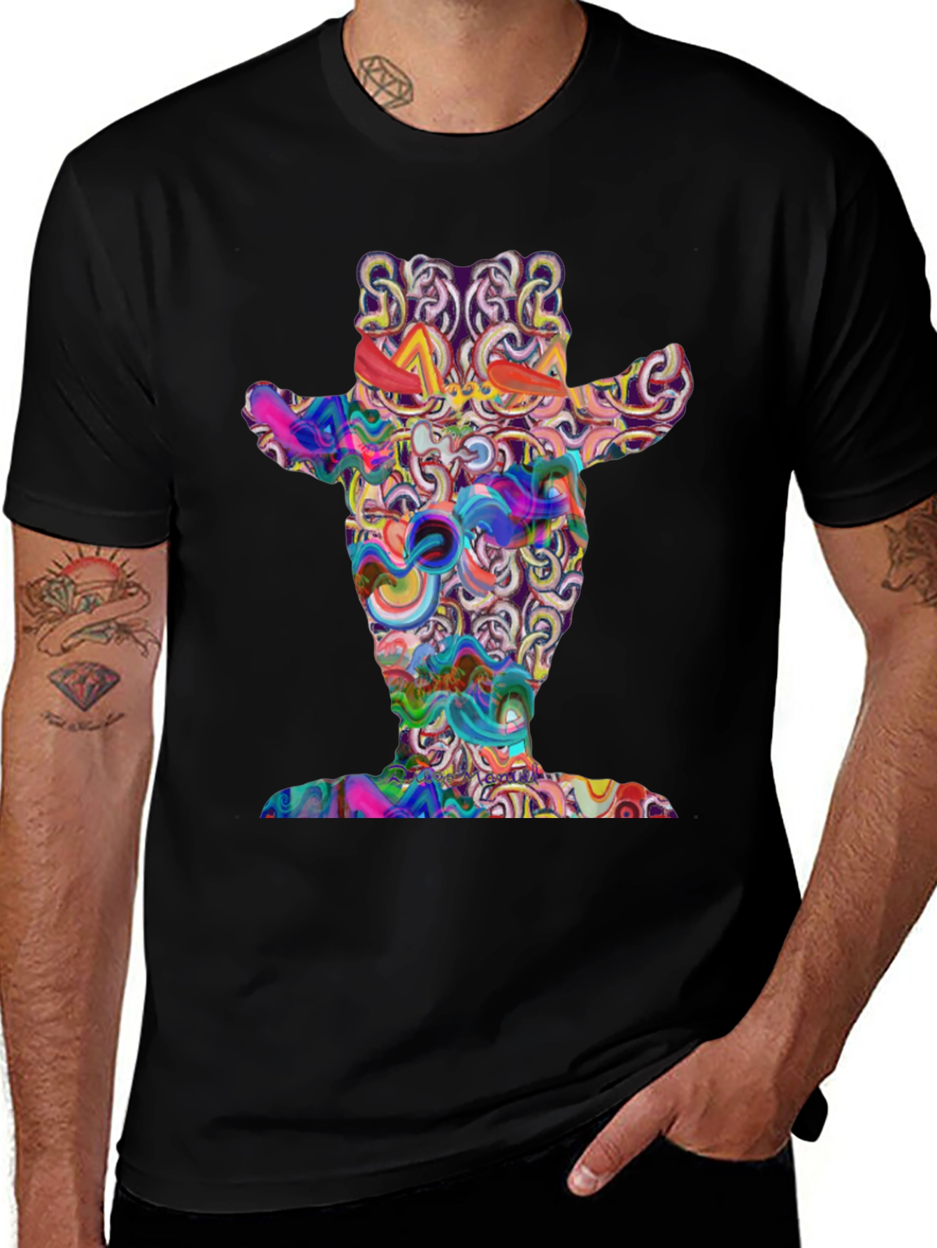 Psychedelic Cowboy Black T-Shirt