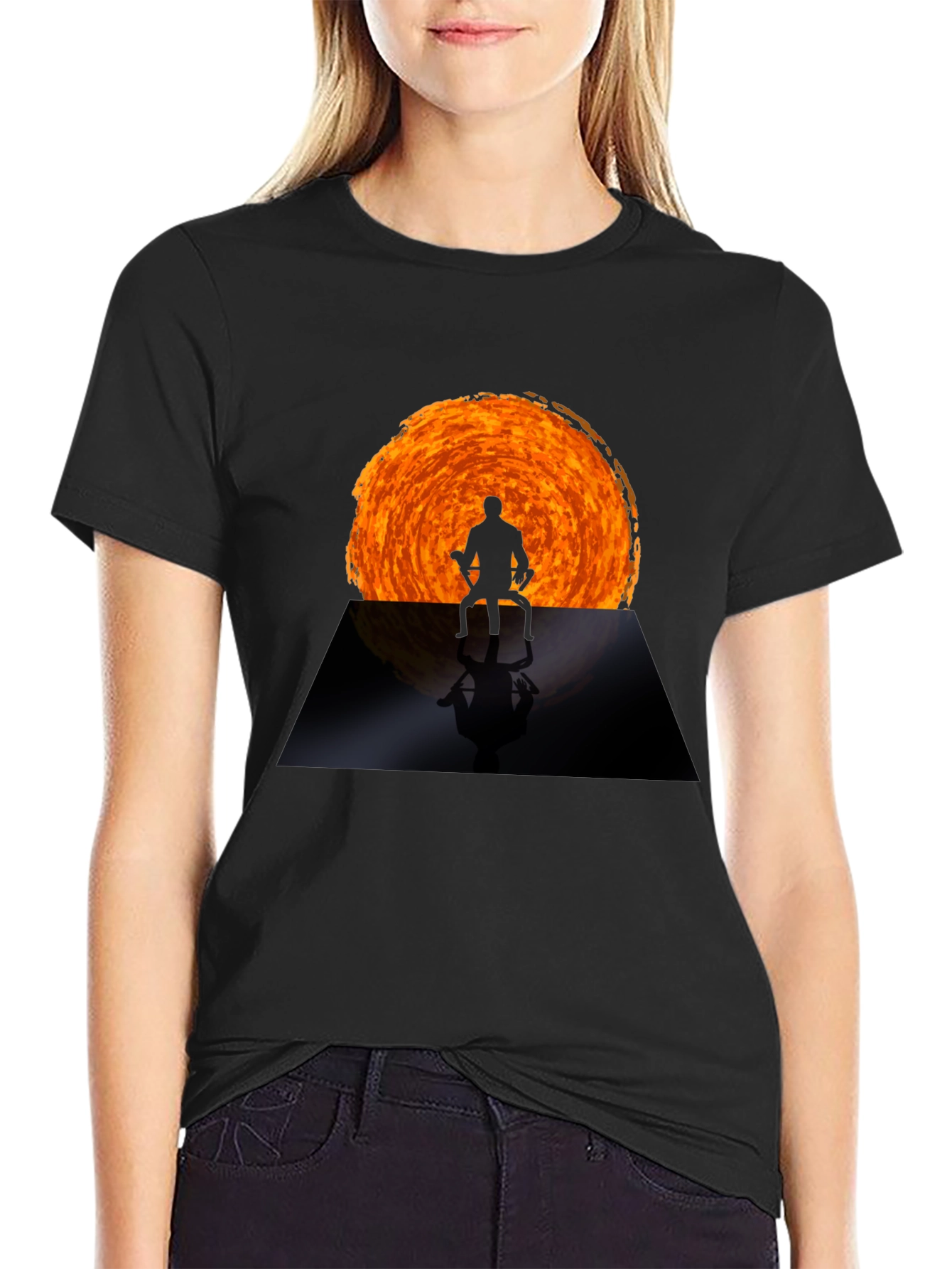 Enlightened Silhouette Graphic T-Shirt - Black
