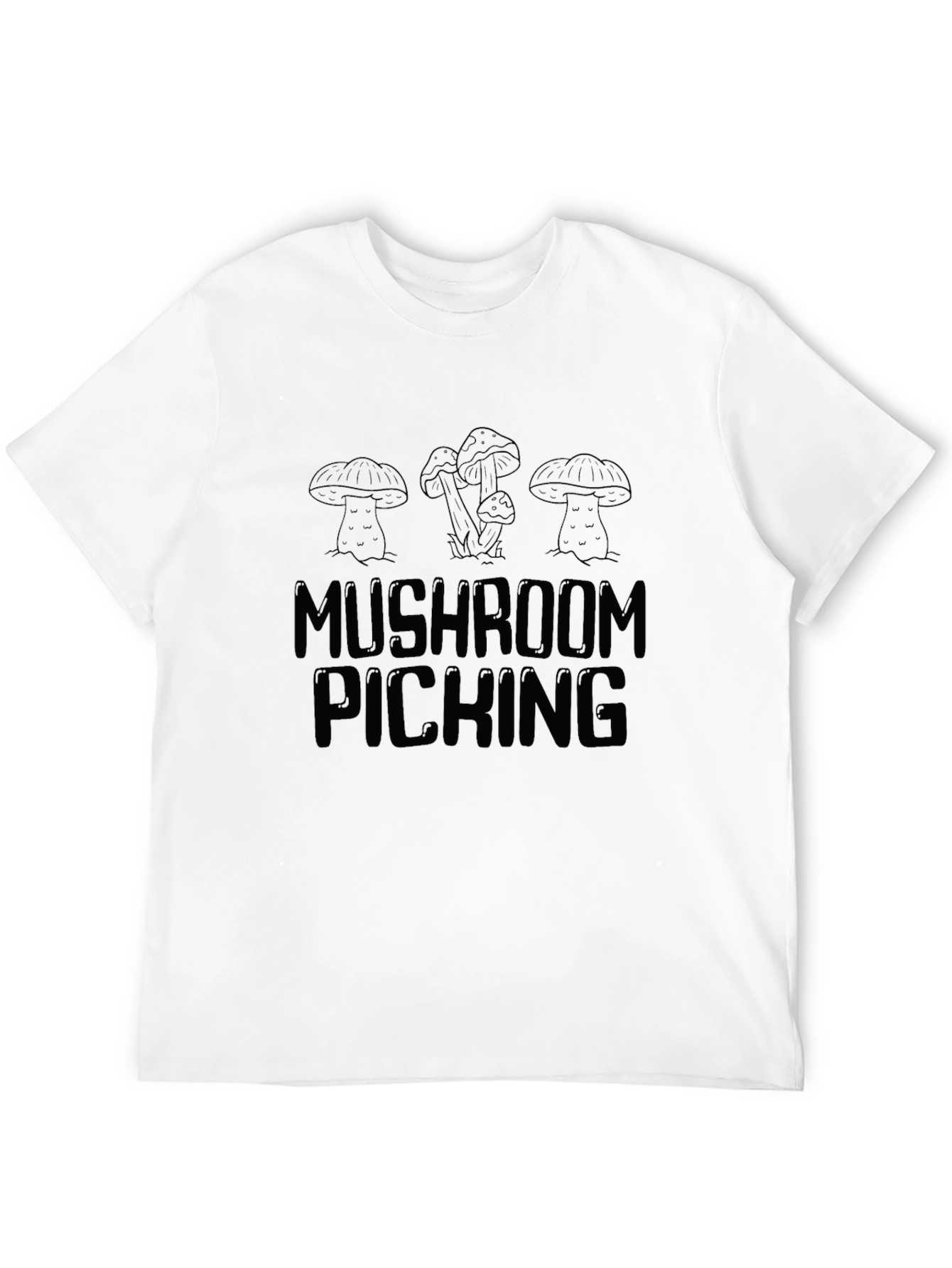 Mushroom Picking Graphic Tee - Black Cotton T-Shirt