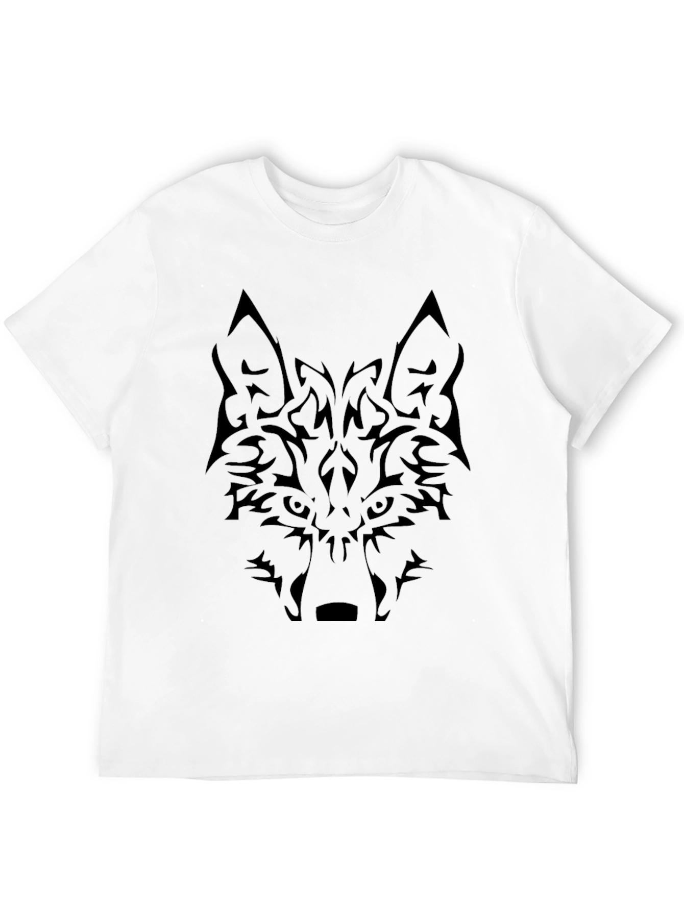 Tribal Wolf Graphic Tee - Black Cotton Blend Shirt