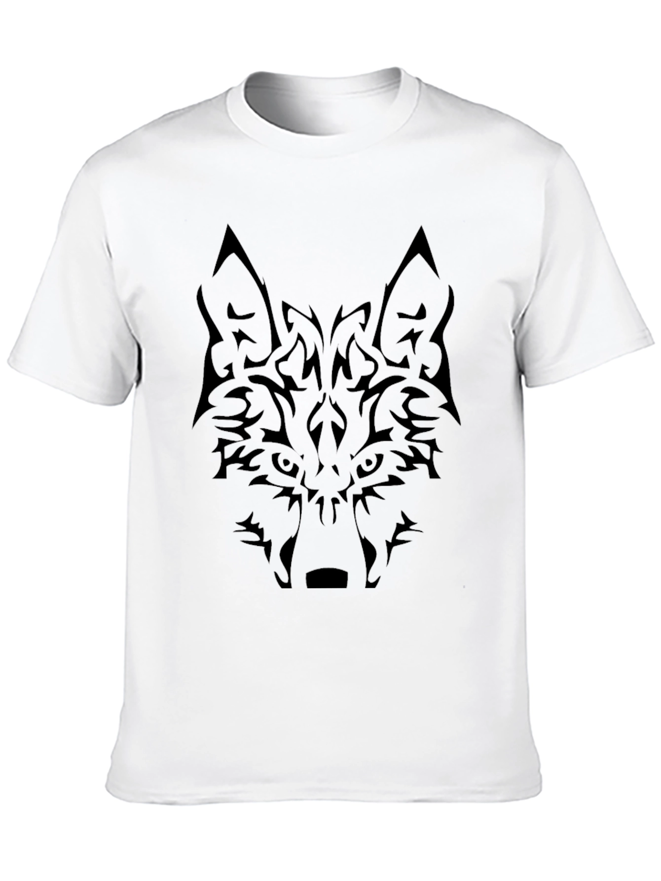 Tribal Wolf Graphic Tee - Black Cotton Blend Shirt