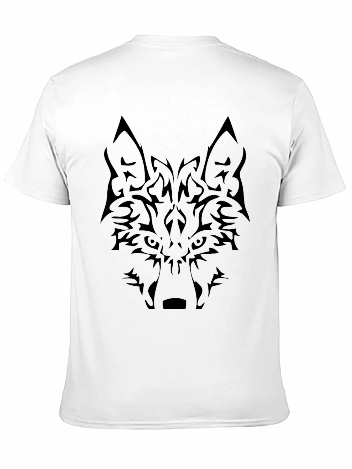 Tribal Wolf Graphic Tee - Black Cotton Blend Shirt
