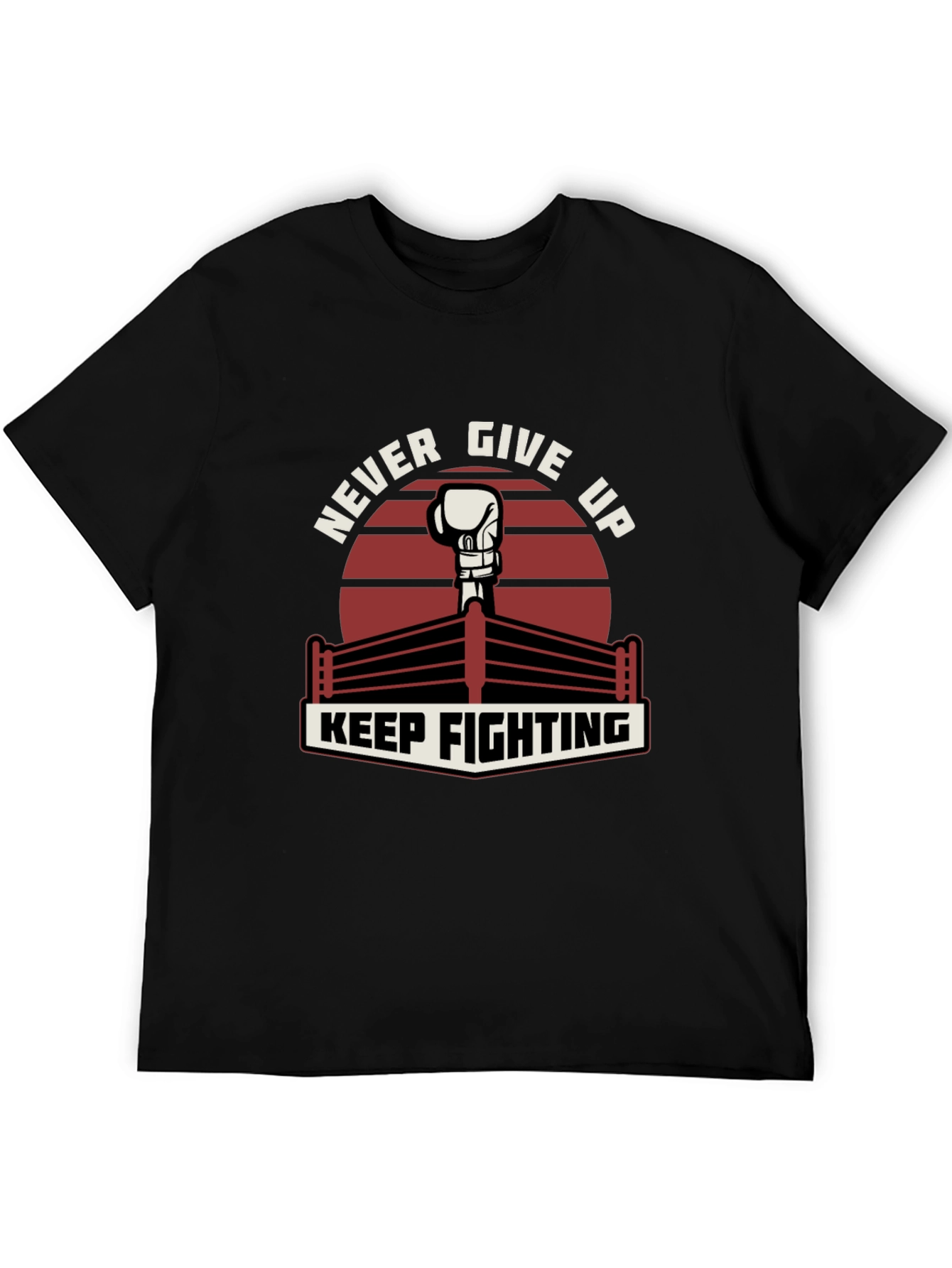 Never Give Up Boxing Glove Graphic T-Shirt