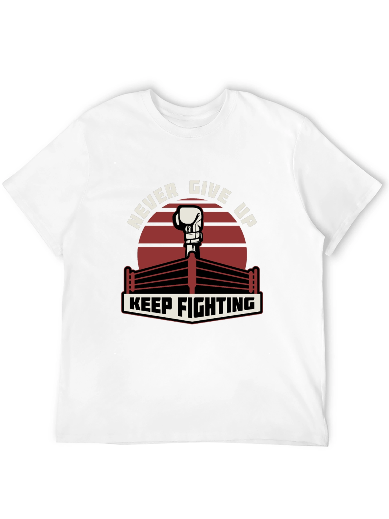 Never Give Up Boxing Glove Graphic T-Shirt