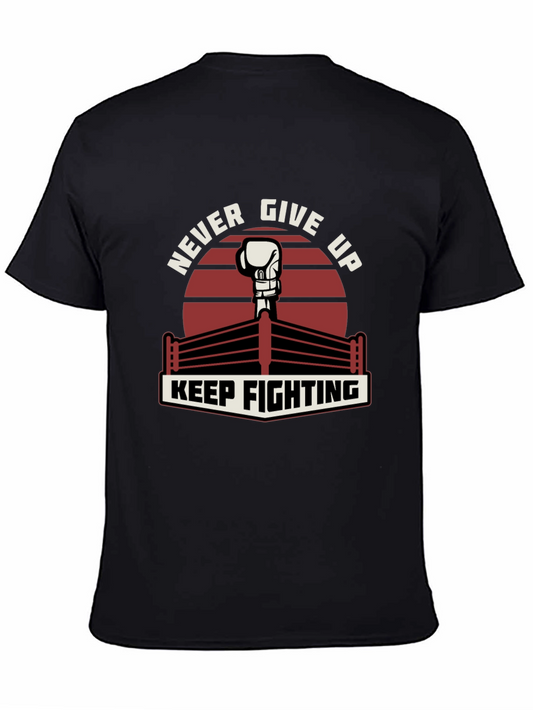 Never Give Up Boxing Glove Graphic T-Shirt