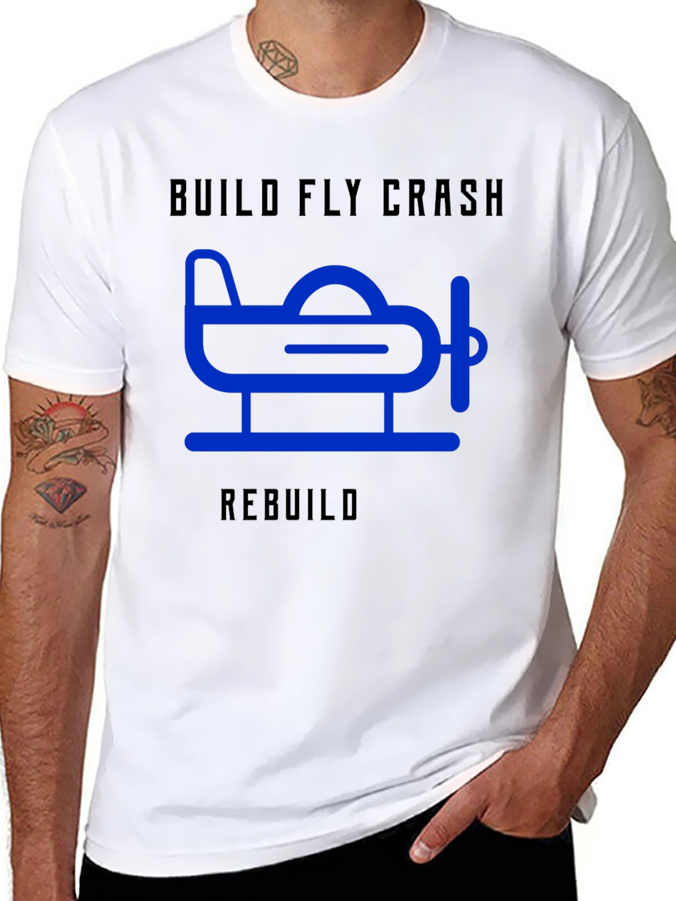 Build Fly Crash Rebuild T-Shirt - Aviation Tee