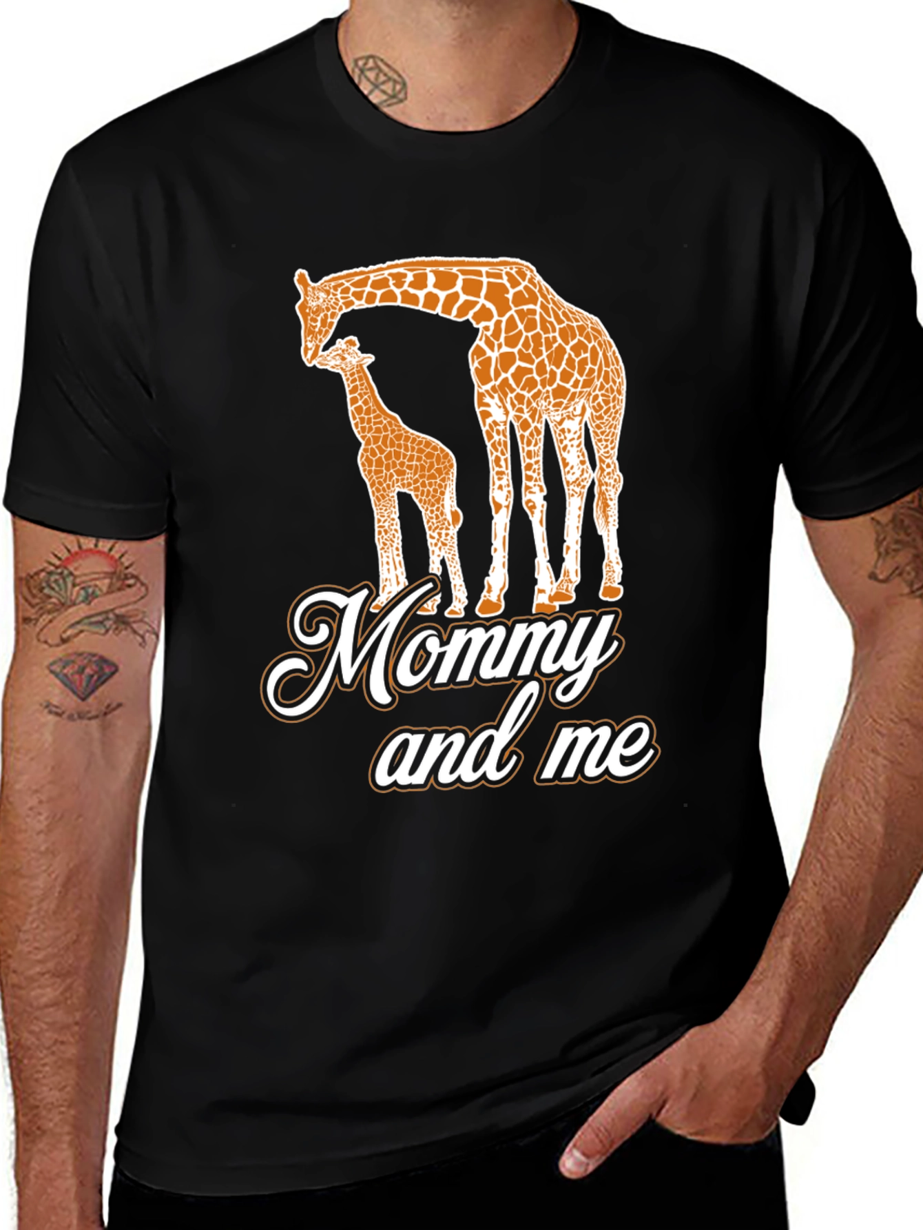 Mommy and Me Giraffe Black T-Shirt