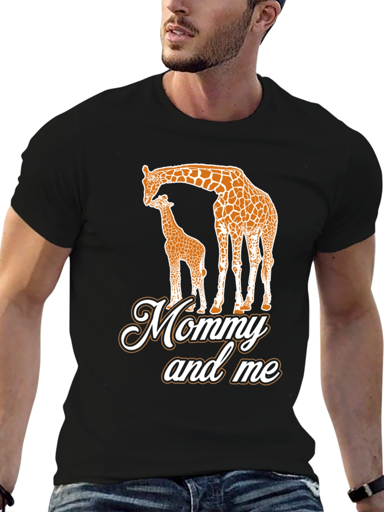 Mommy and Me Giraffe Black T-Shirt
