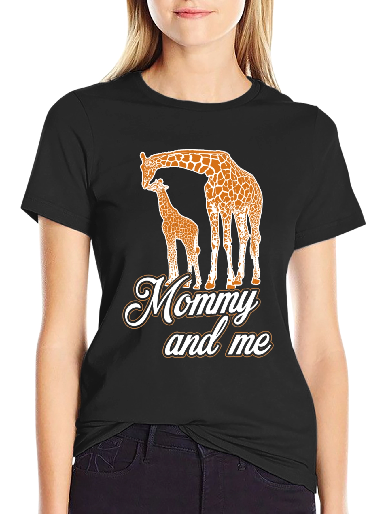 Mommy and Me Giraffe Black T-Shirt