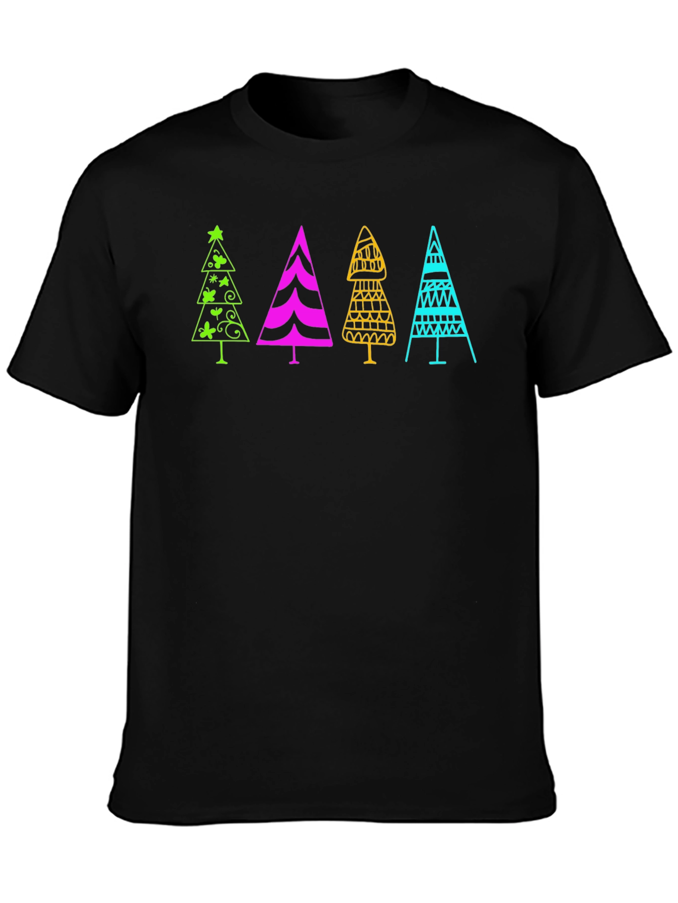 Fun Christmas Trees Black T-Shirt