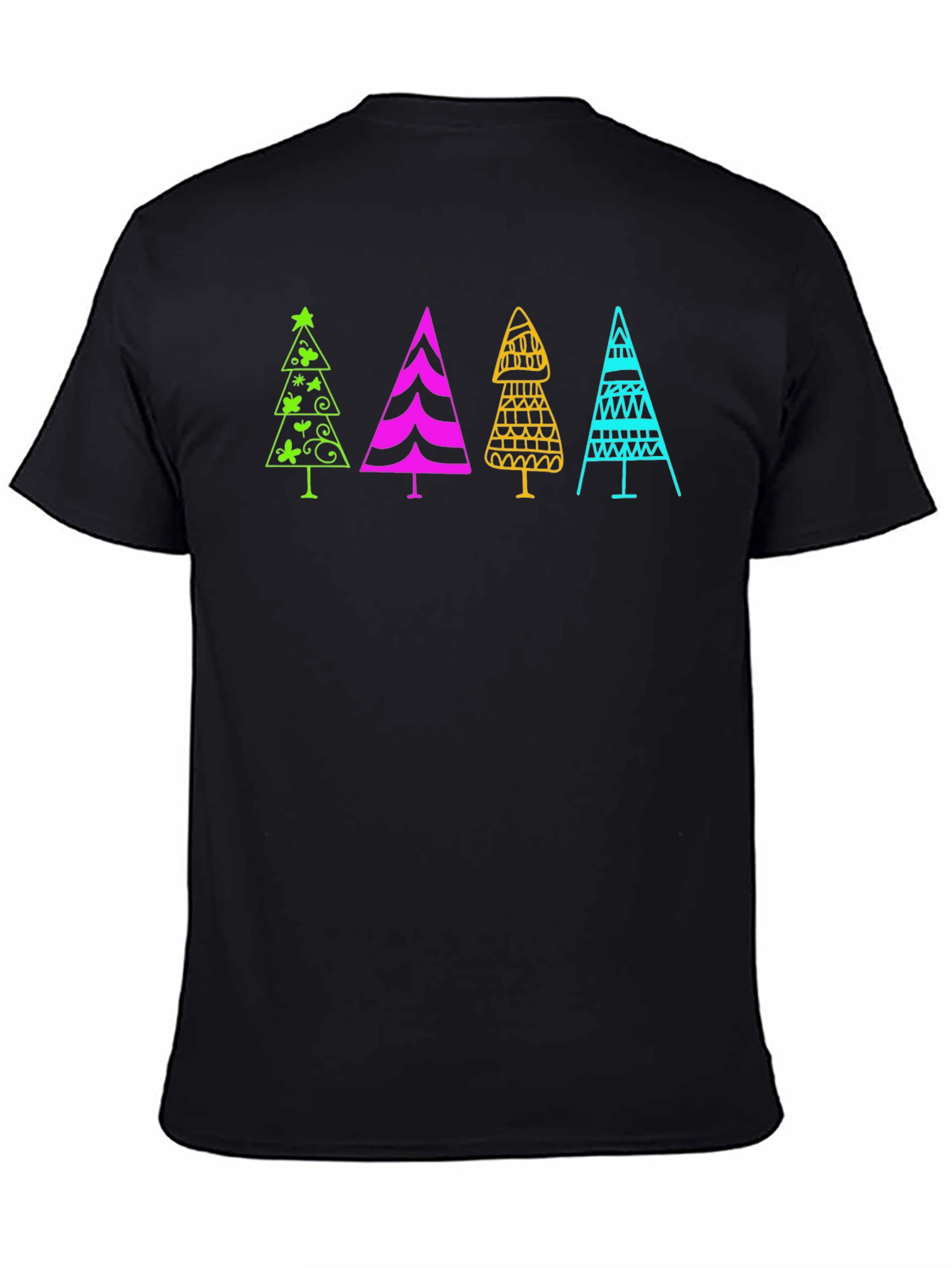 Fun Christmas Trees Black T-Shirt