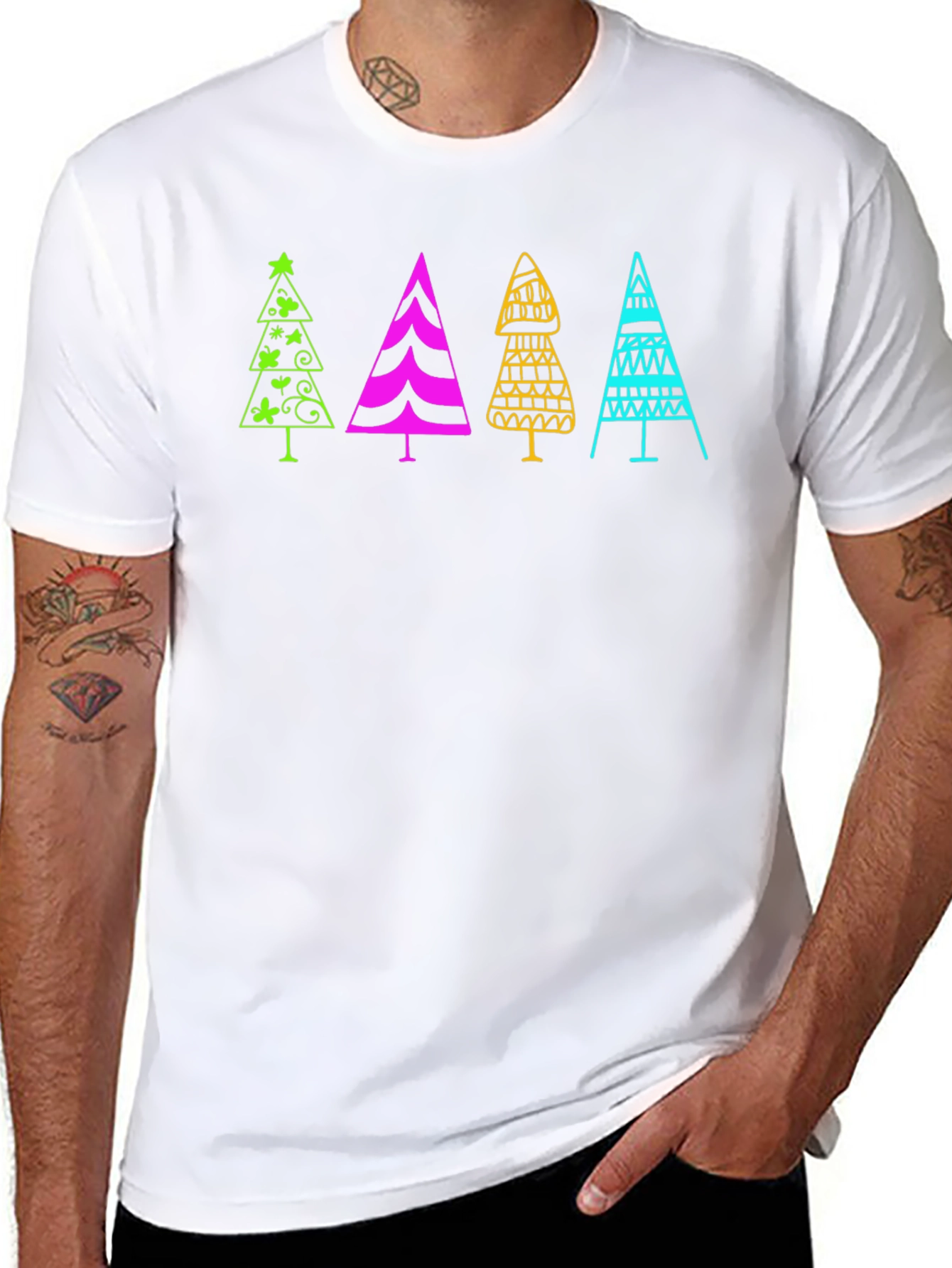 Fun Christmas Trees Black T-Shirt