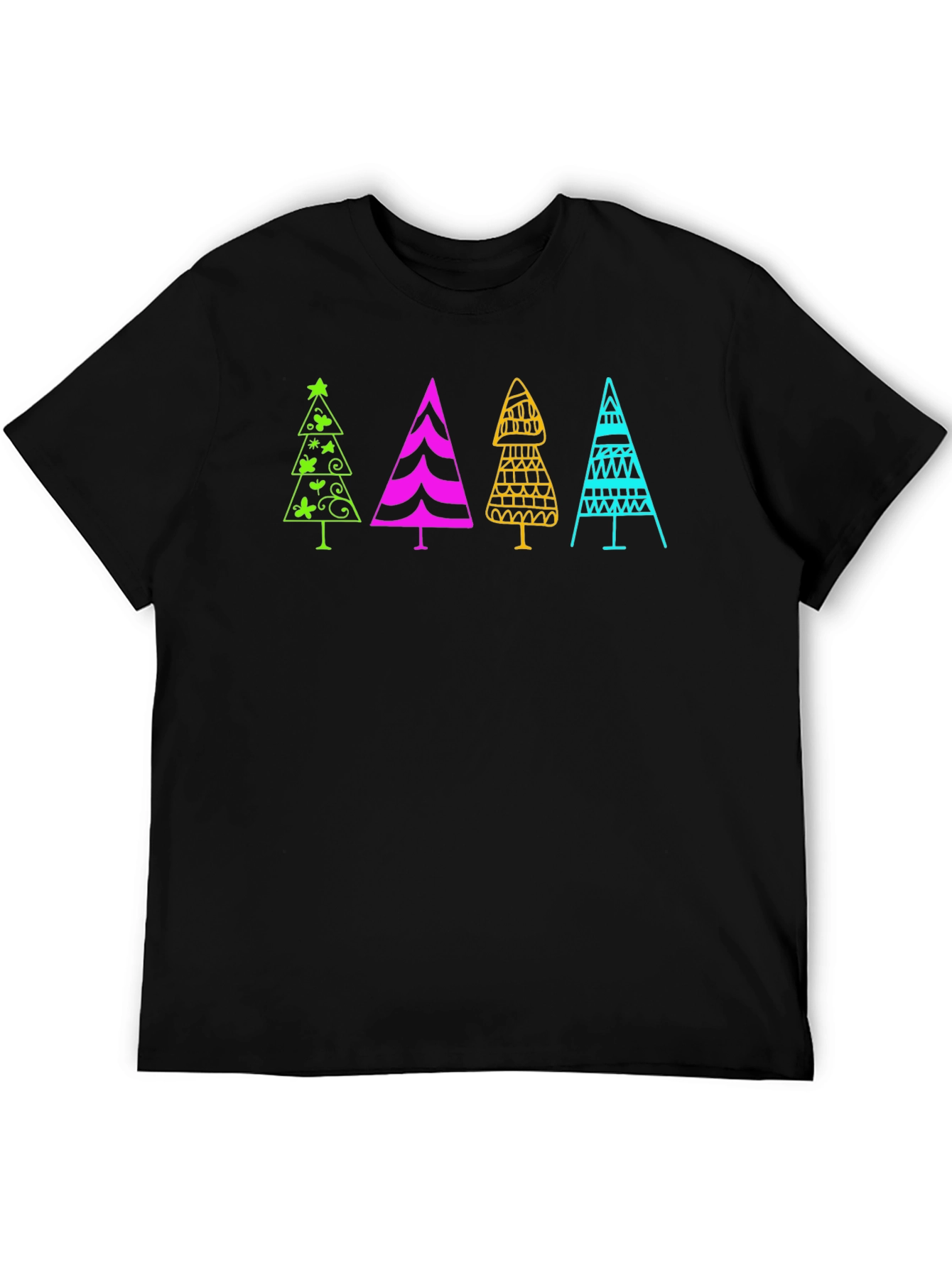 Fun Christmas Trees Black T-Shirt