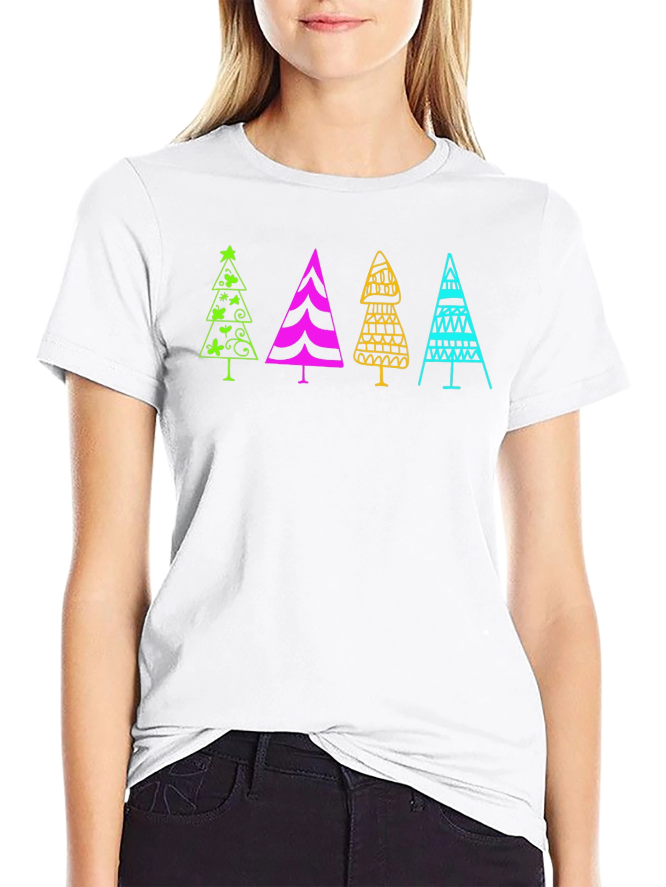 Fun Christmas Trees Black T-Shirt
