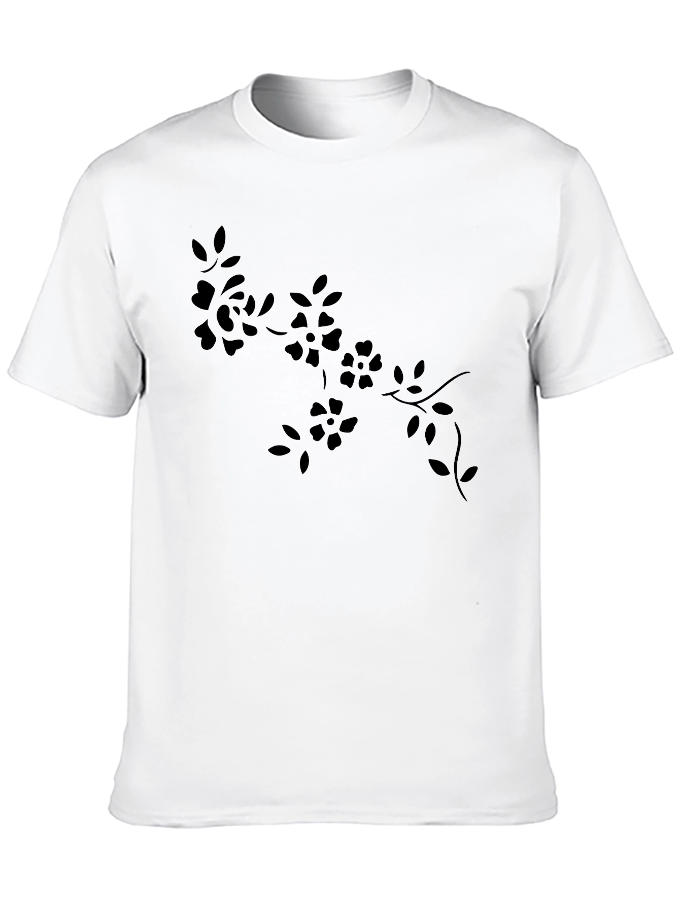 Black Floral Print Tee - Casual Style