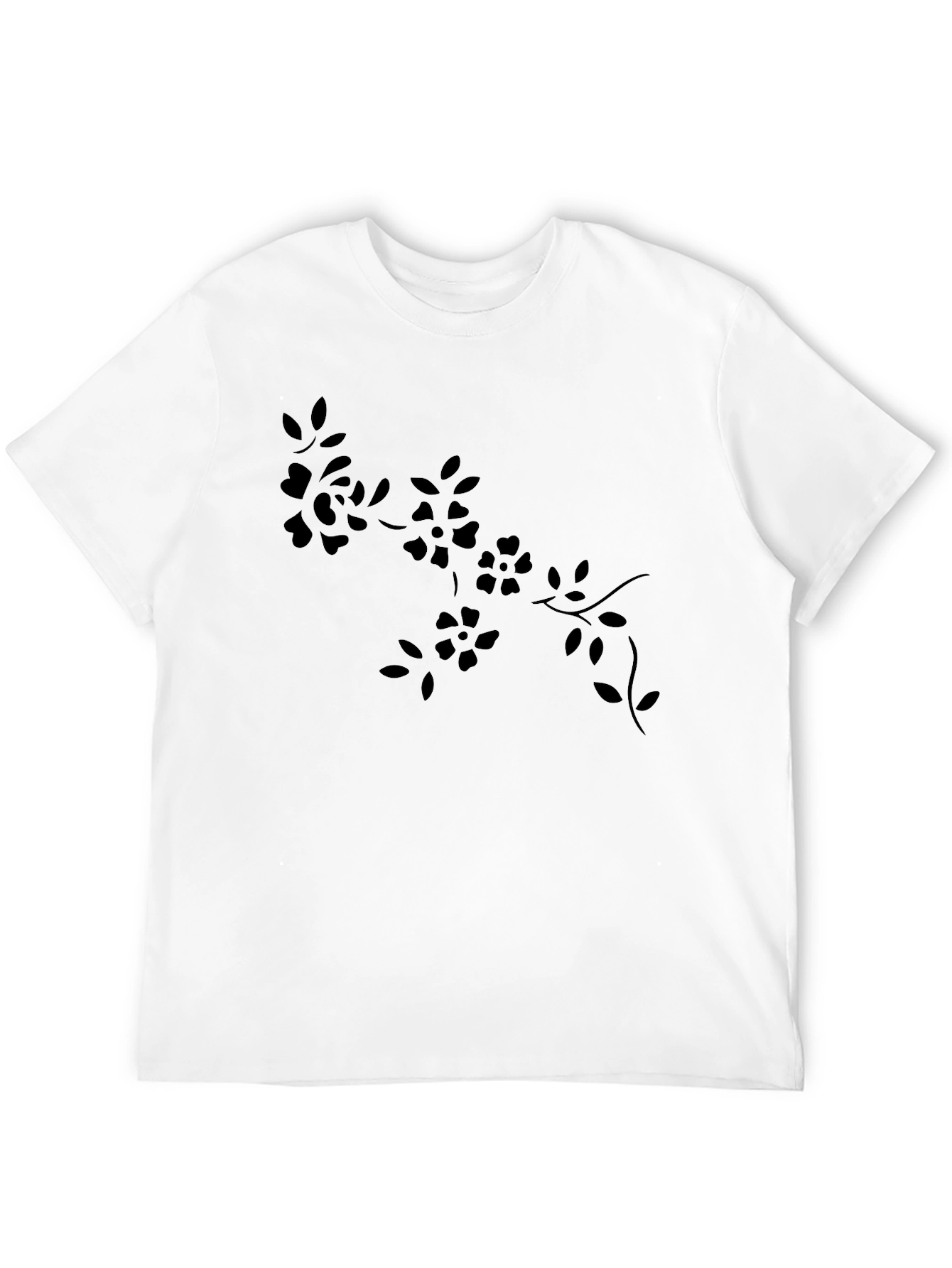 Black Floral Print Tee - Casual Style