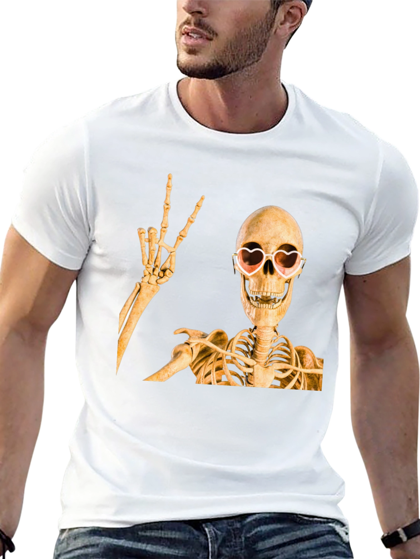 Skeleton with Heart Glasses T-Shirt