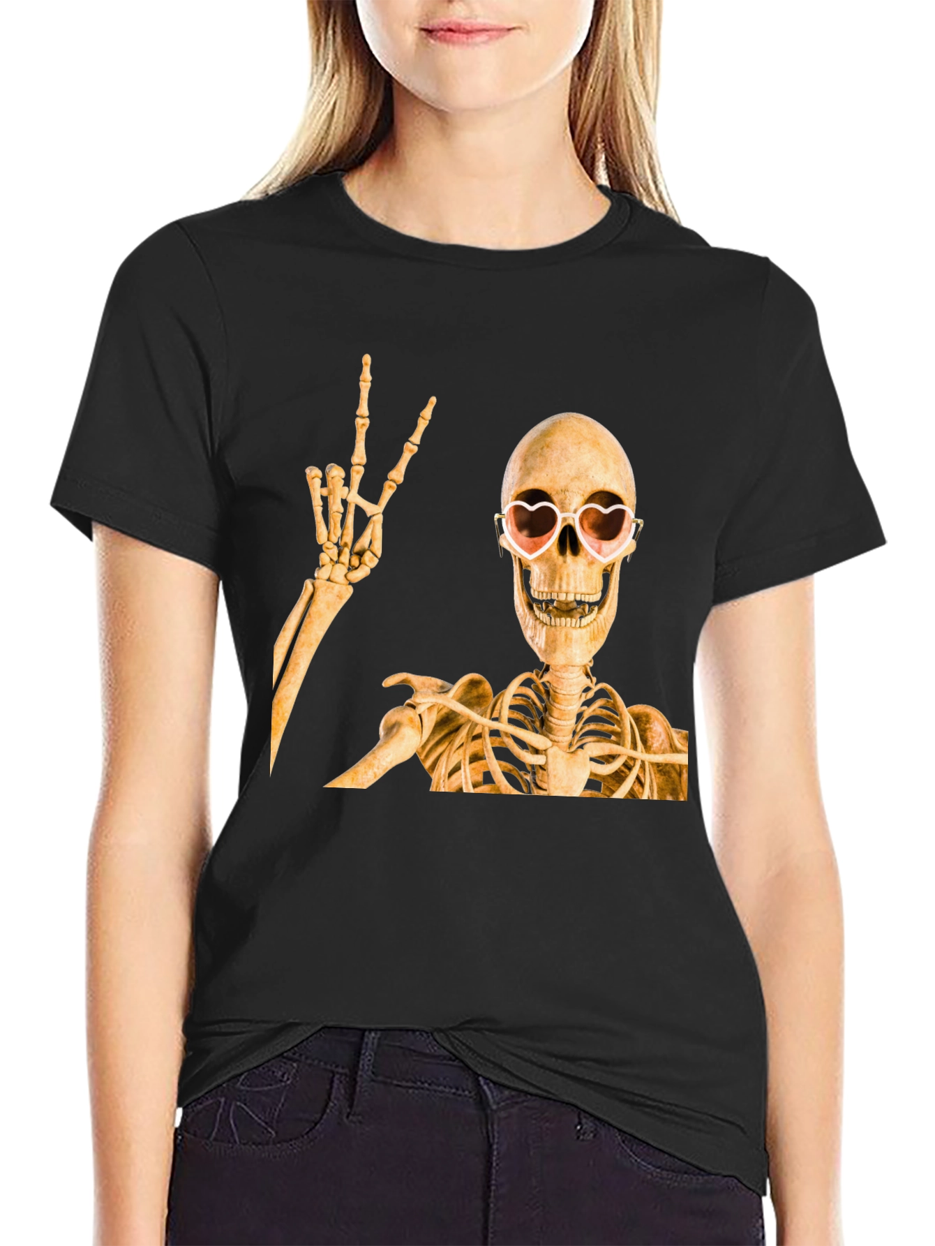 Skeleton with Heart Glasses T-Shirt
