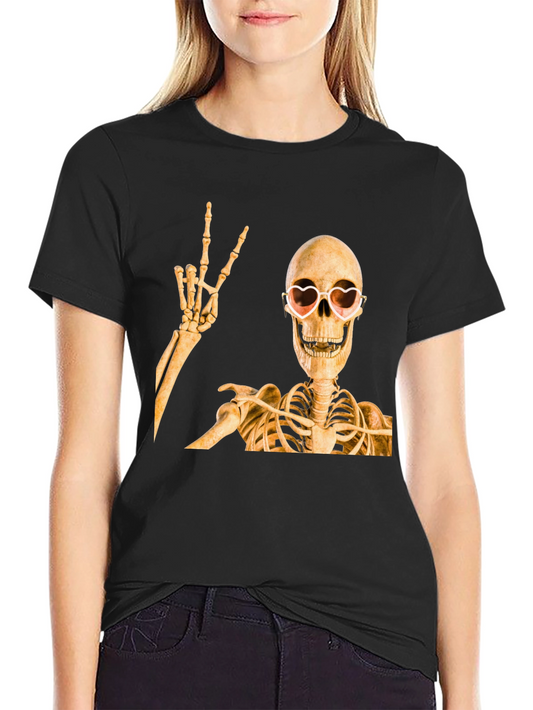 Skeleton with Heart Glasses T-Shirt