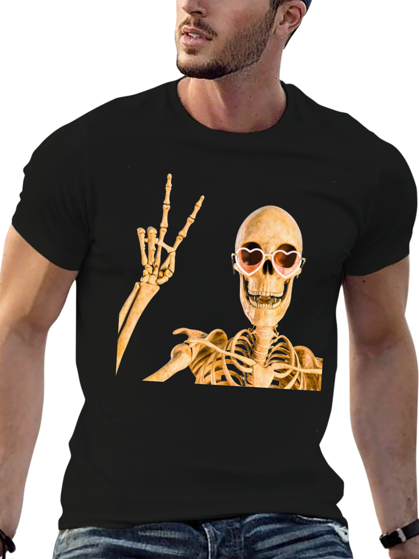 Skeleton with Heart Glasses T-Shirt