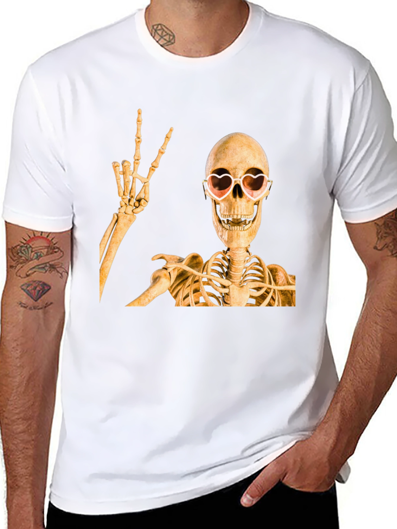 Skeleton with Heart Glasses T-Shirt