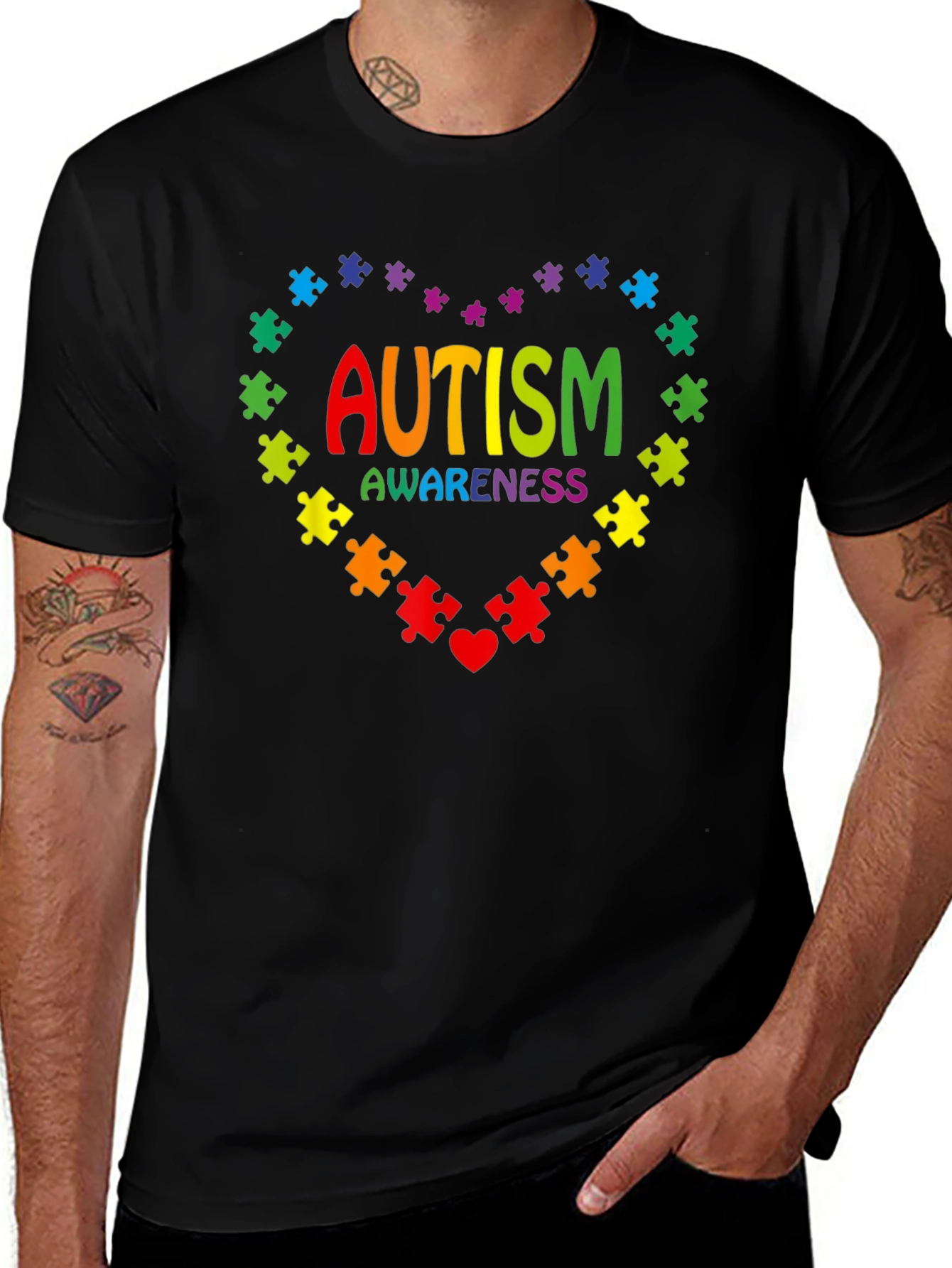 Autism Awareness Puzzle Heart Graphic Tee