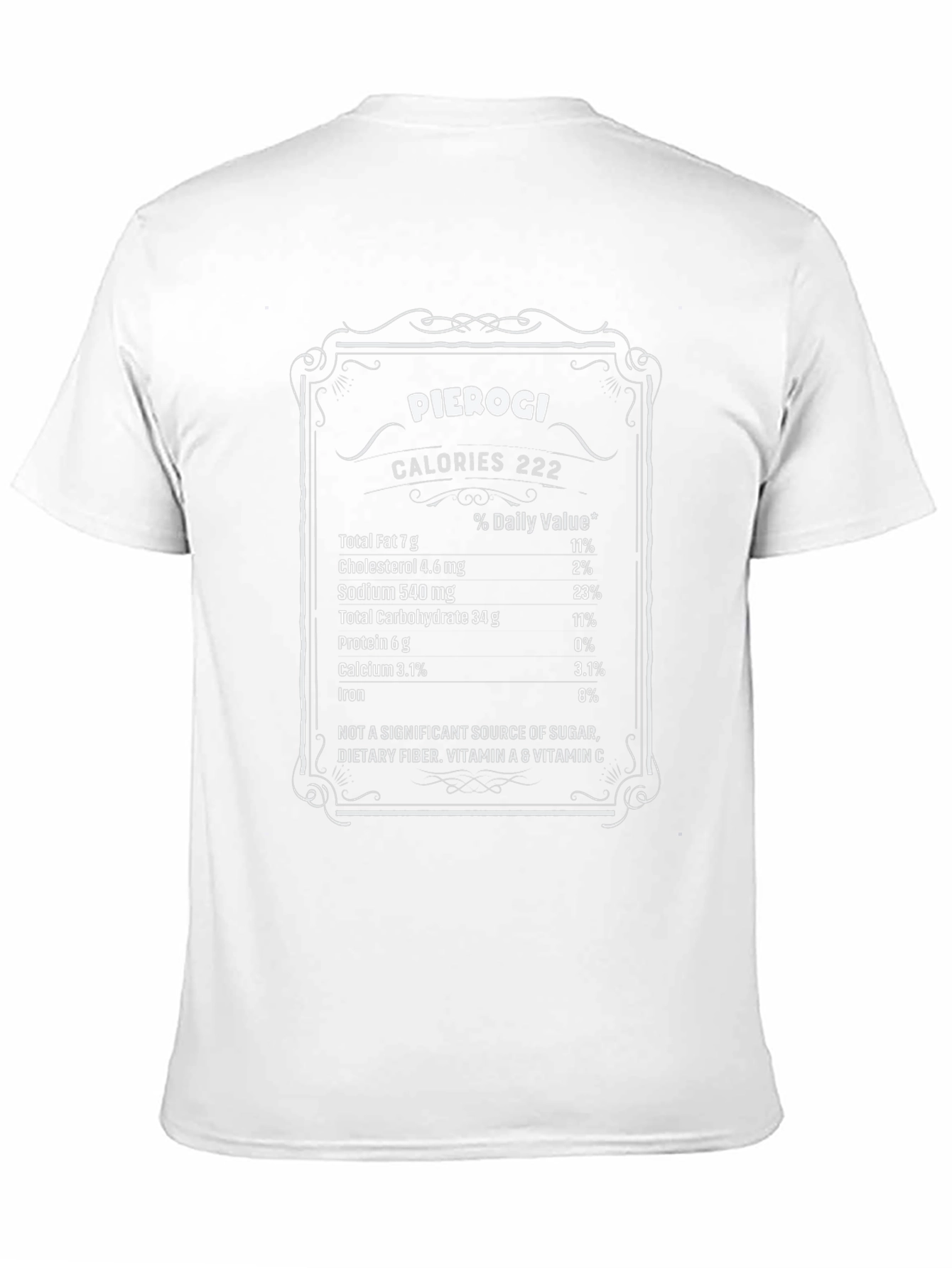 Pierogi Nutrition Facts Black T-Shirt Funny Foodie Tee