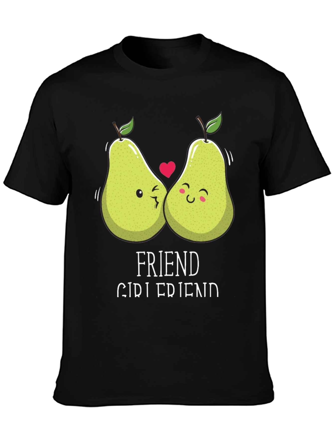 Friend Girlfriend Pear Matching Couple Black T-Shirt