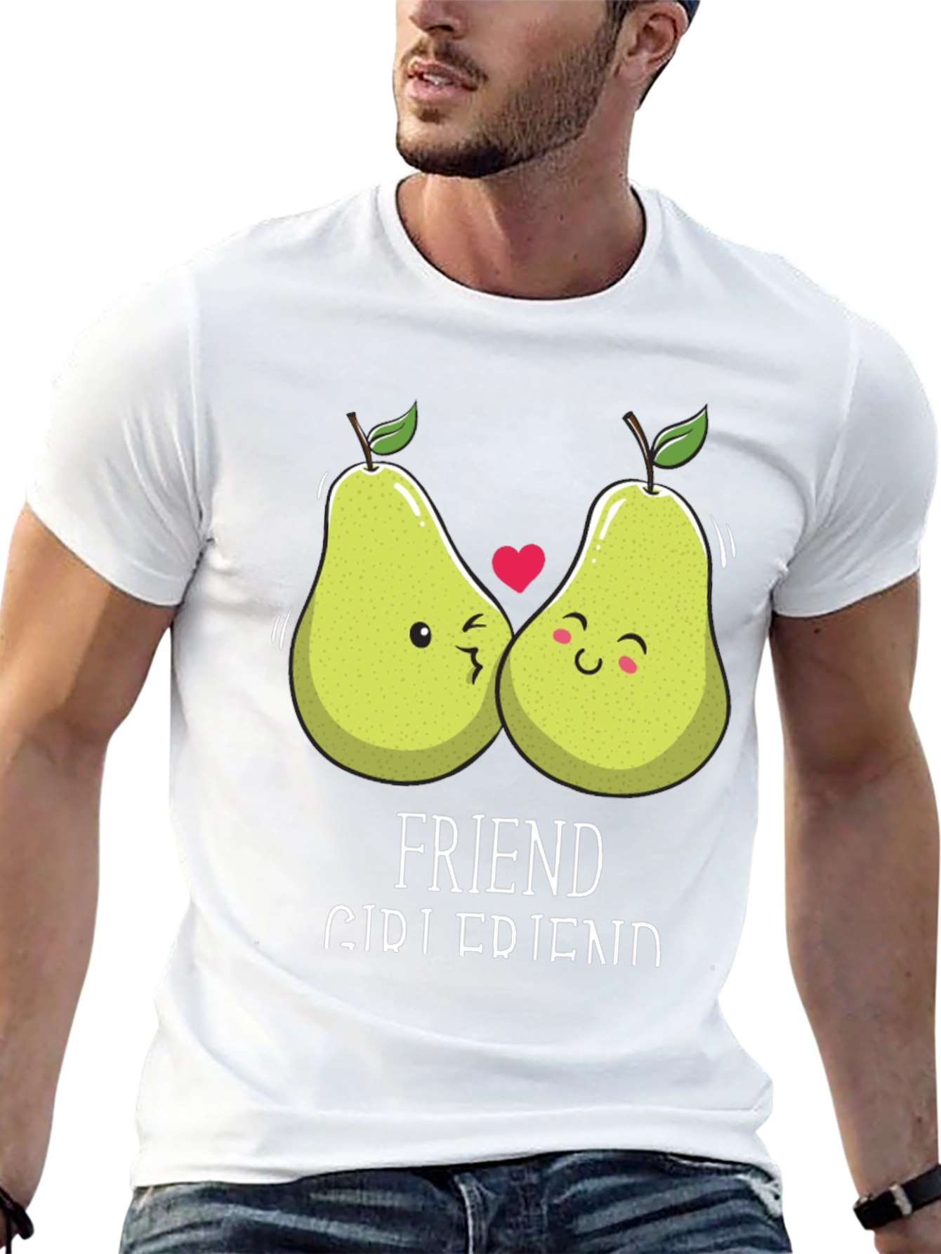 Friend Girlfriend Pear Matching Couple Black T-Shirt