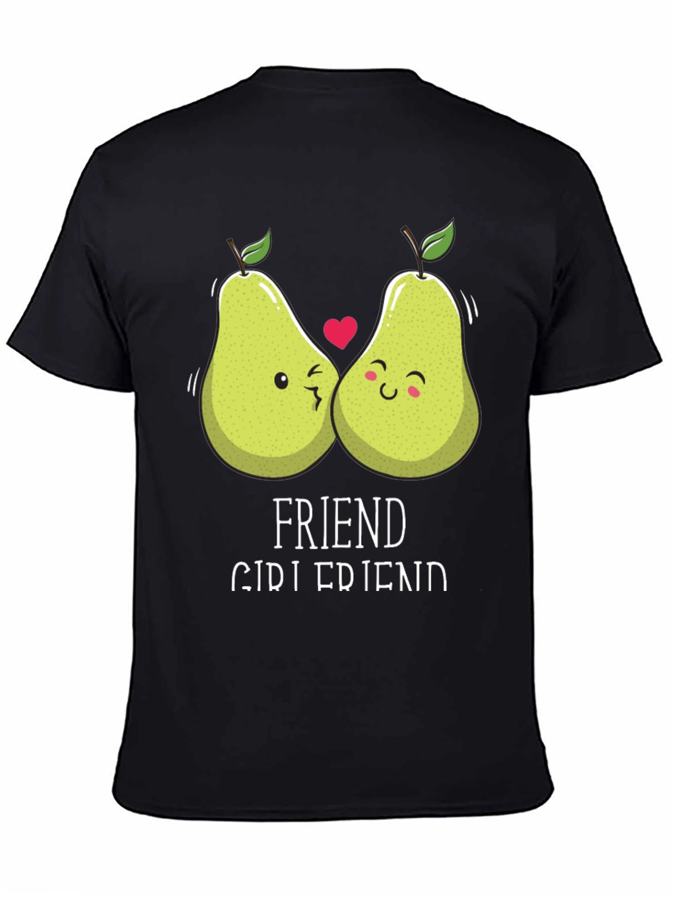 Friend Girlfriend Pear Matching Couple Black T-Shirt