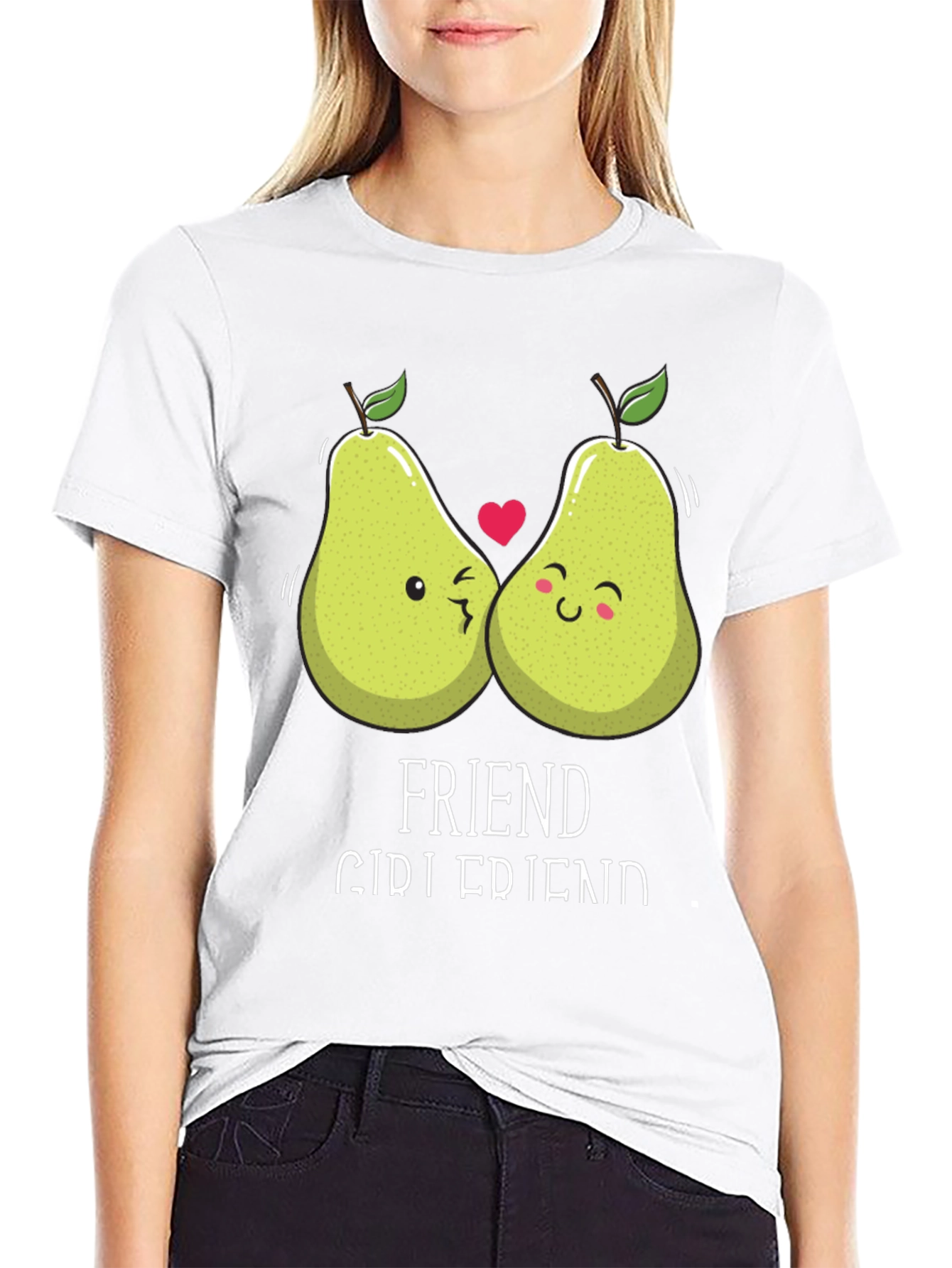 Friend Girlfriend Pear Matching Couple Black T-Shirt