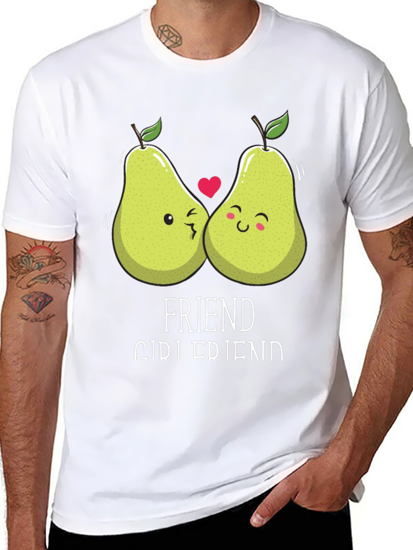 Friend Girlfriend Pear Matching Couple Black T-Shirt