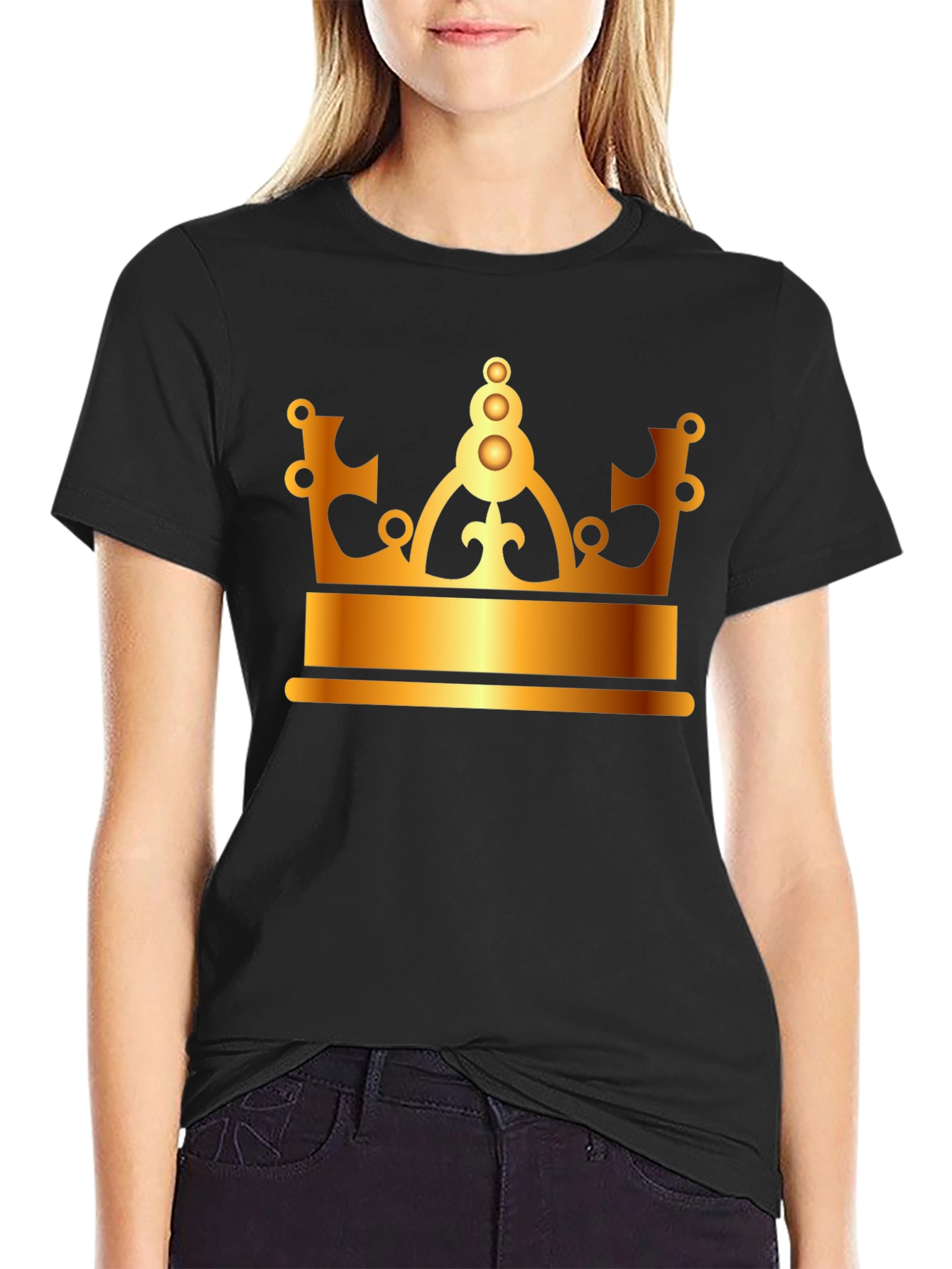 Golden Crown Graphic Black T-Shirt