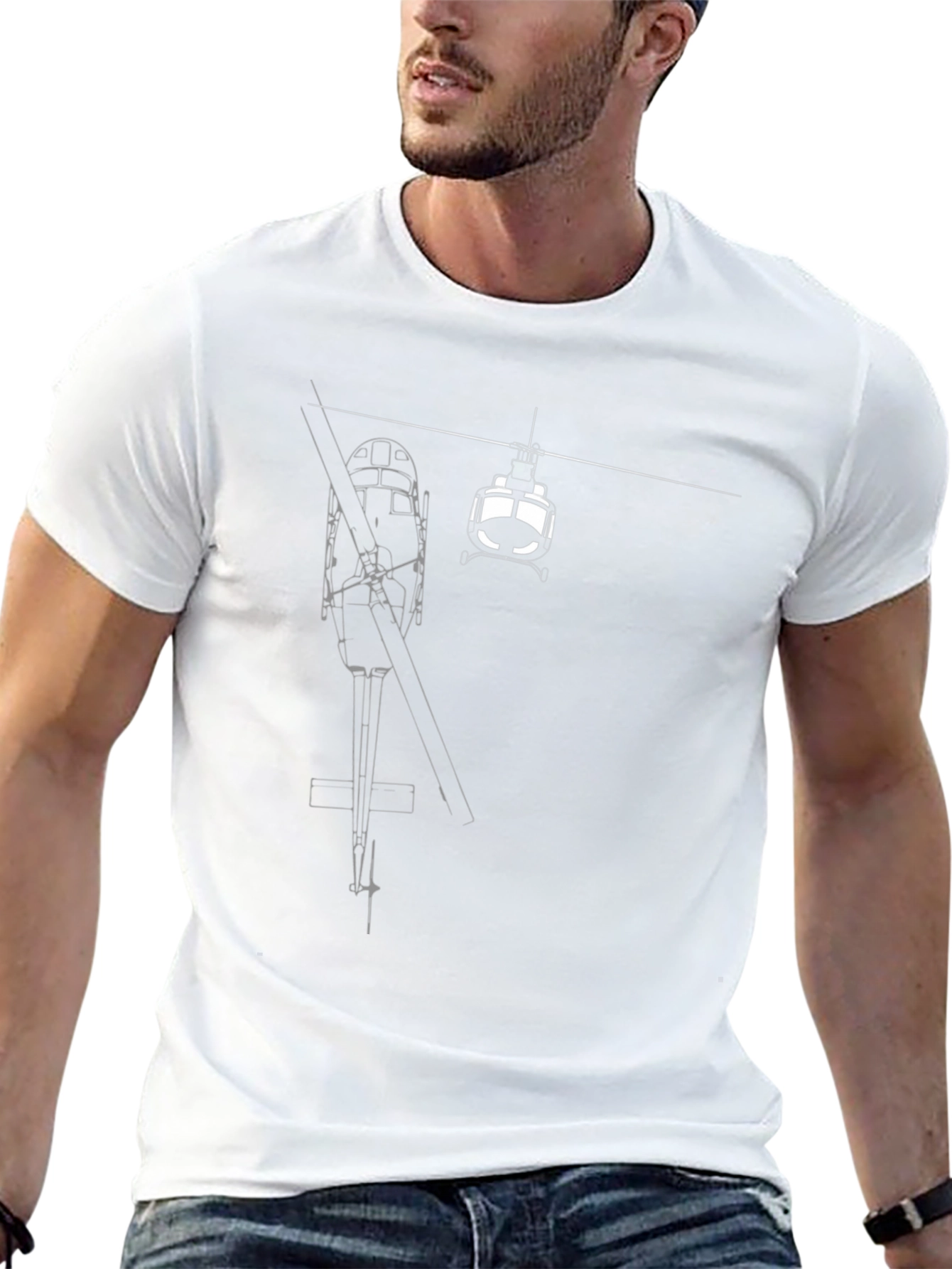 Helicopter Diagram Graphic Tee - Black