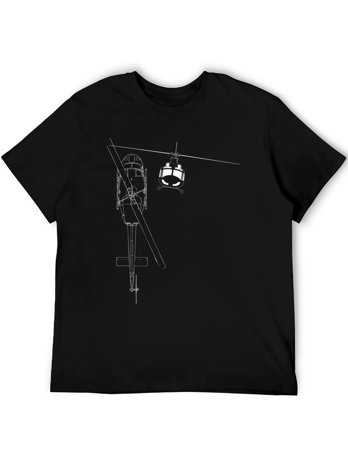 Helicopter Diagram Graphic Tee - Black