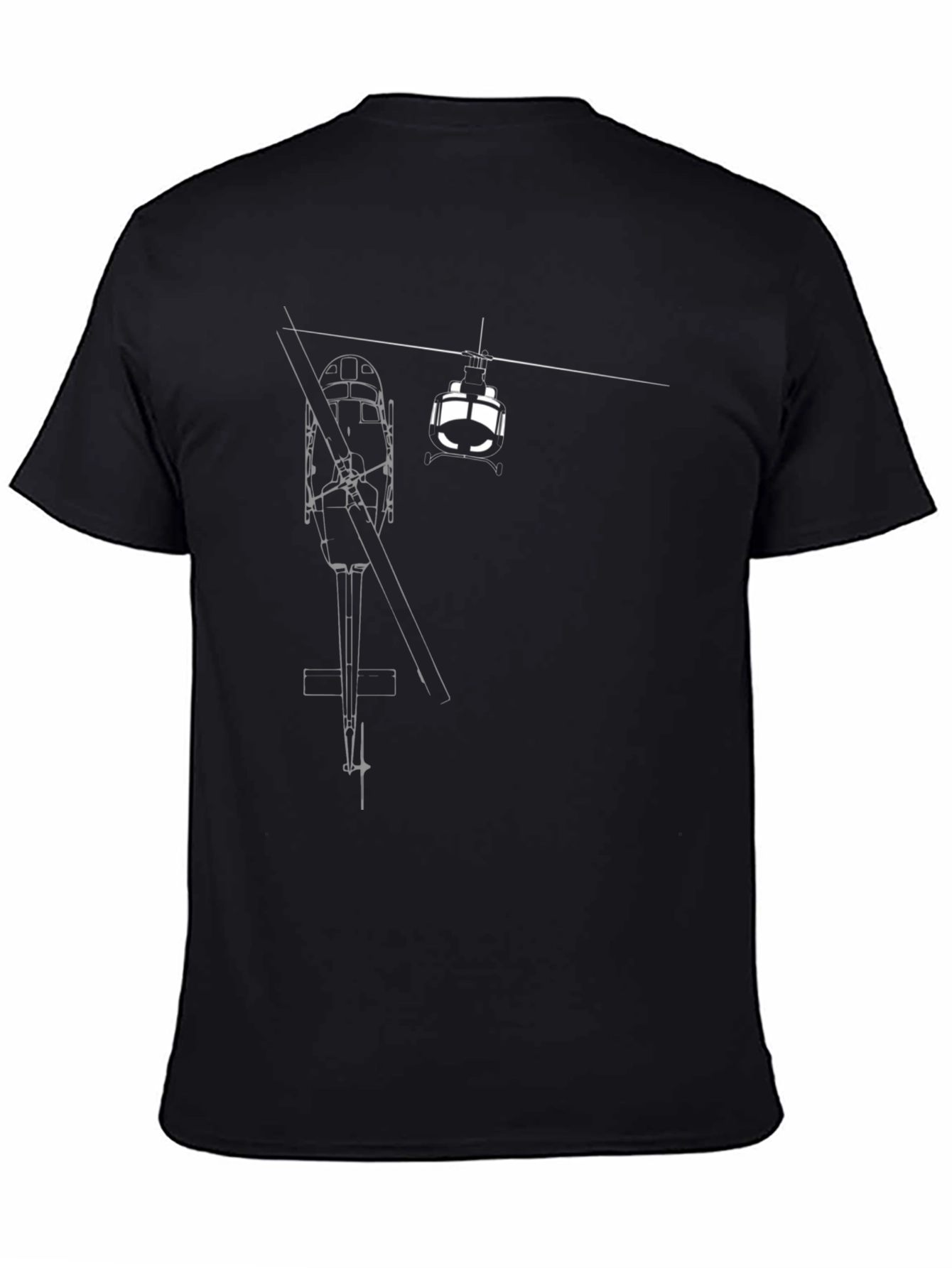 Helicopter Diagram Graphic Tee - Black
