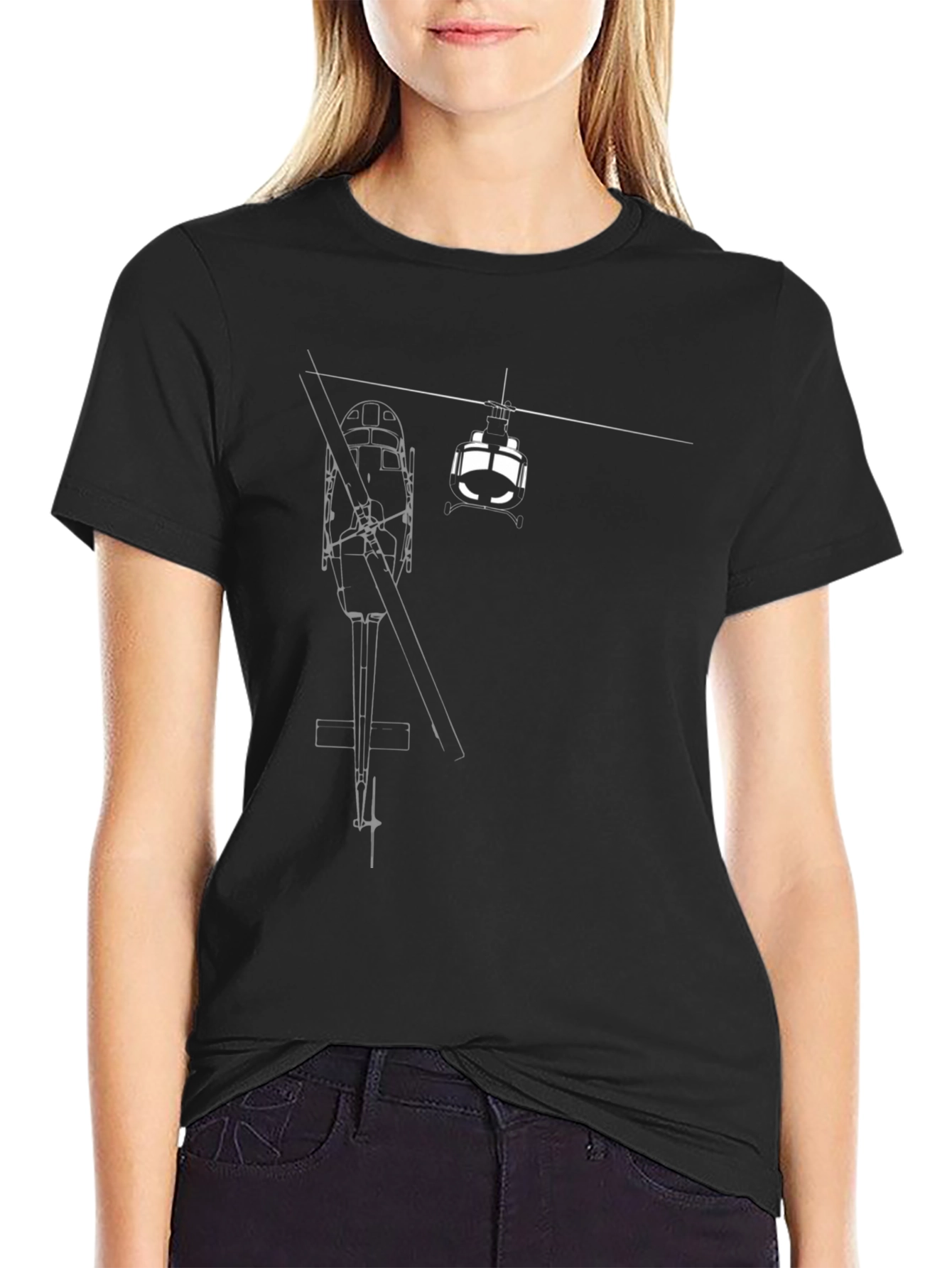 Helicopter Diagram Graphic Tee - Black