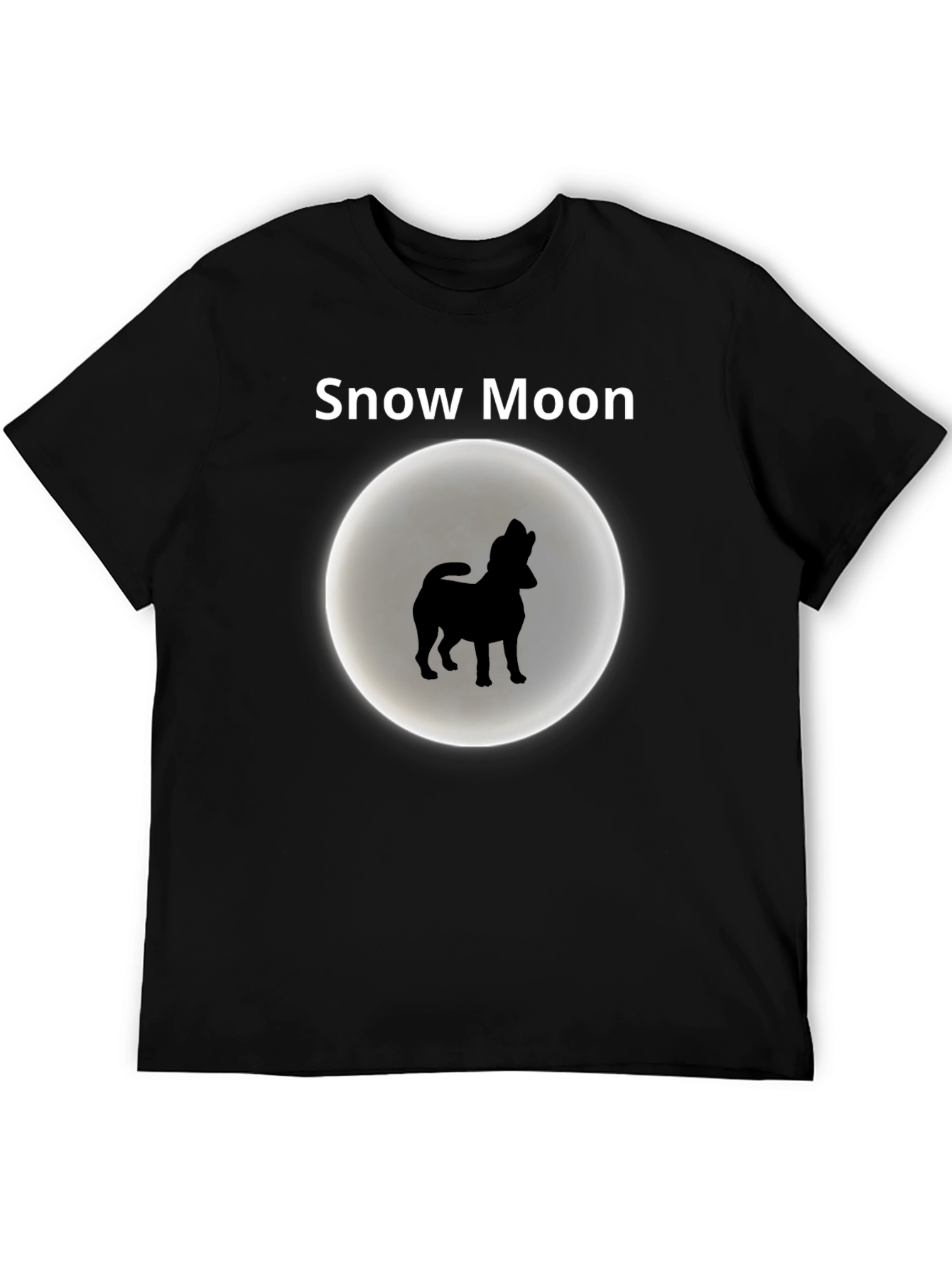 Snow Moon Dog Silhouette Graphic T-Shirt