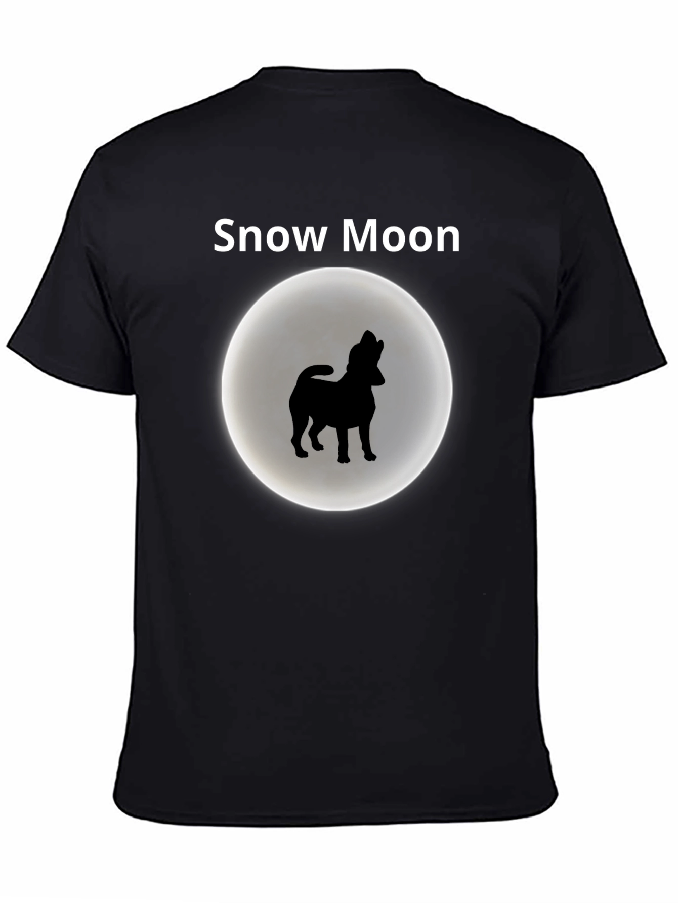 Snow Moon Dog Silhouette Graphic T-Shirt