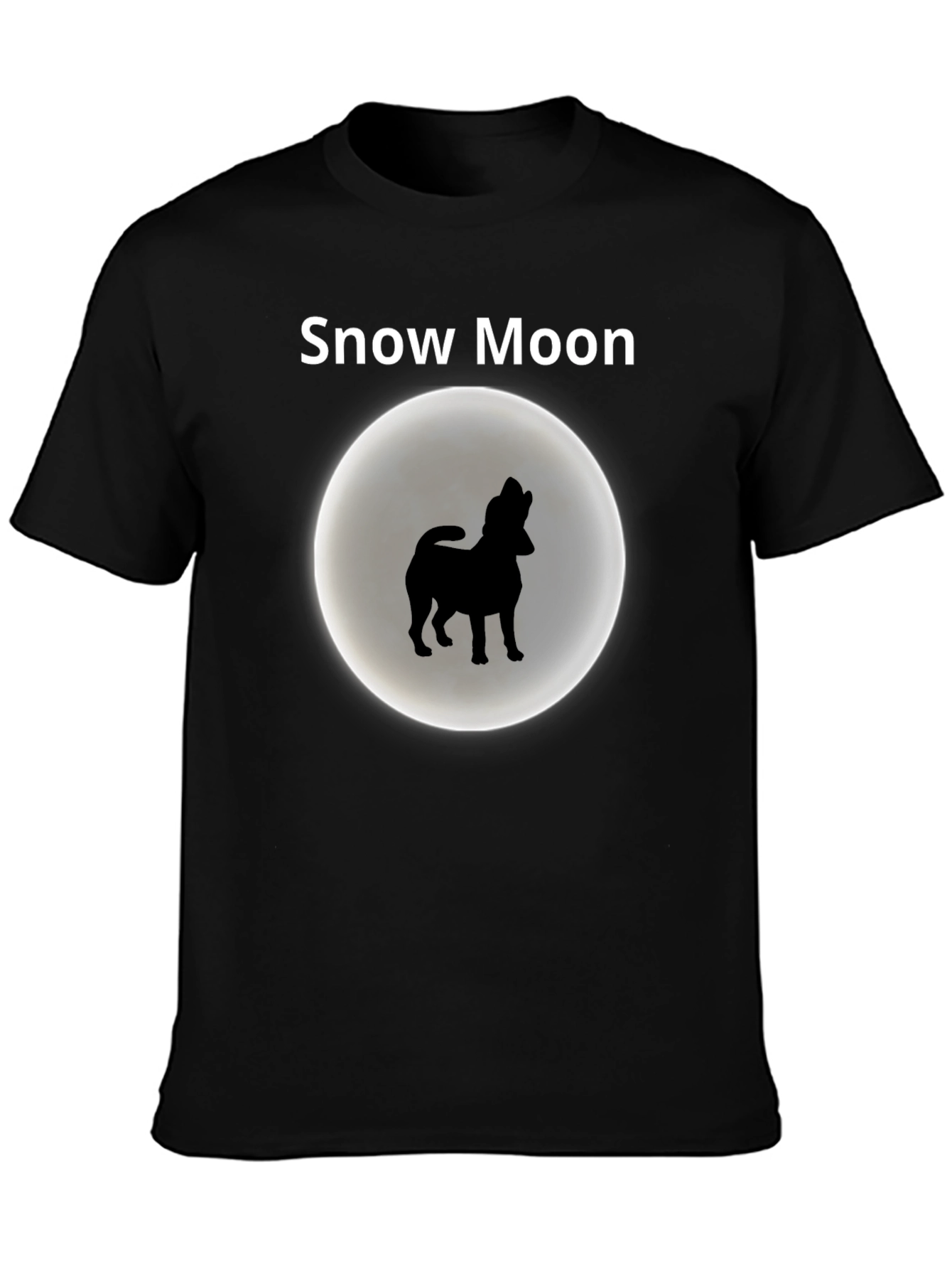 Snow Moon Dog Silhouette Graphic T-Shirt