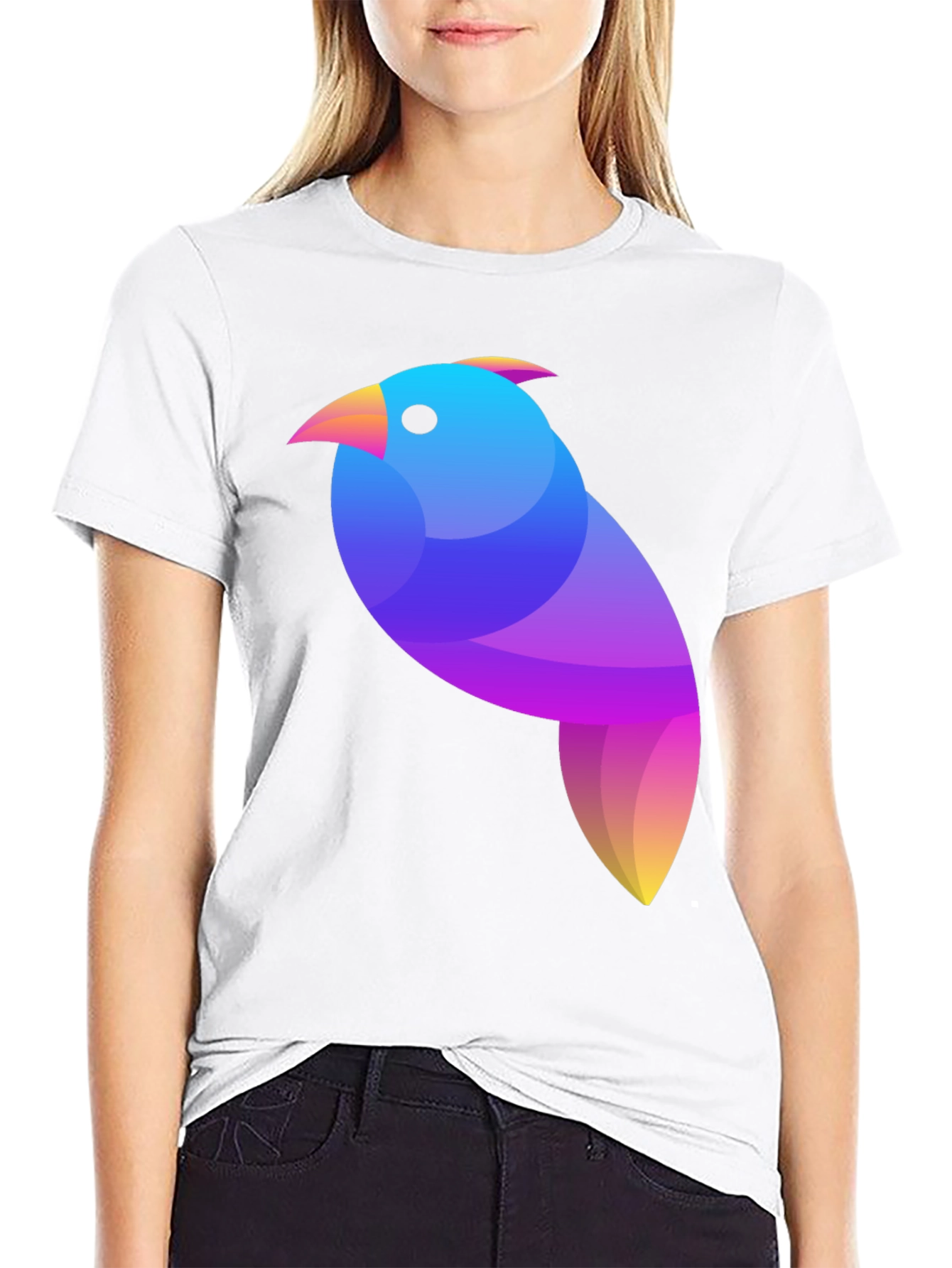 Geometric Bird Graphic Tee - Modern Art Shirt